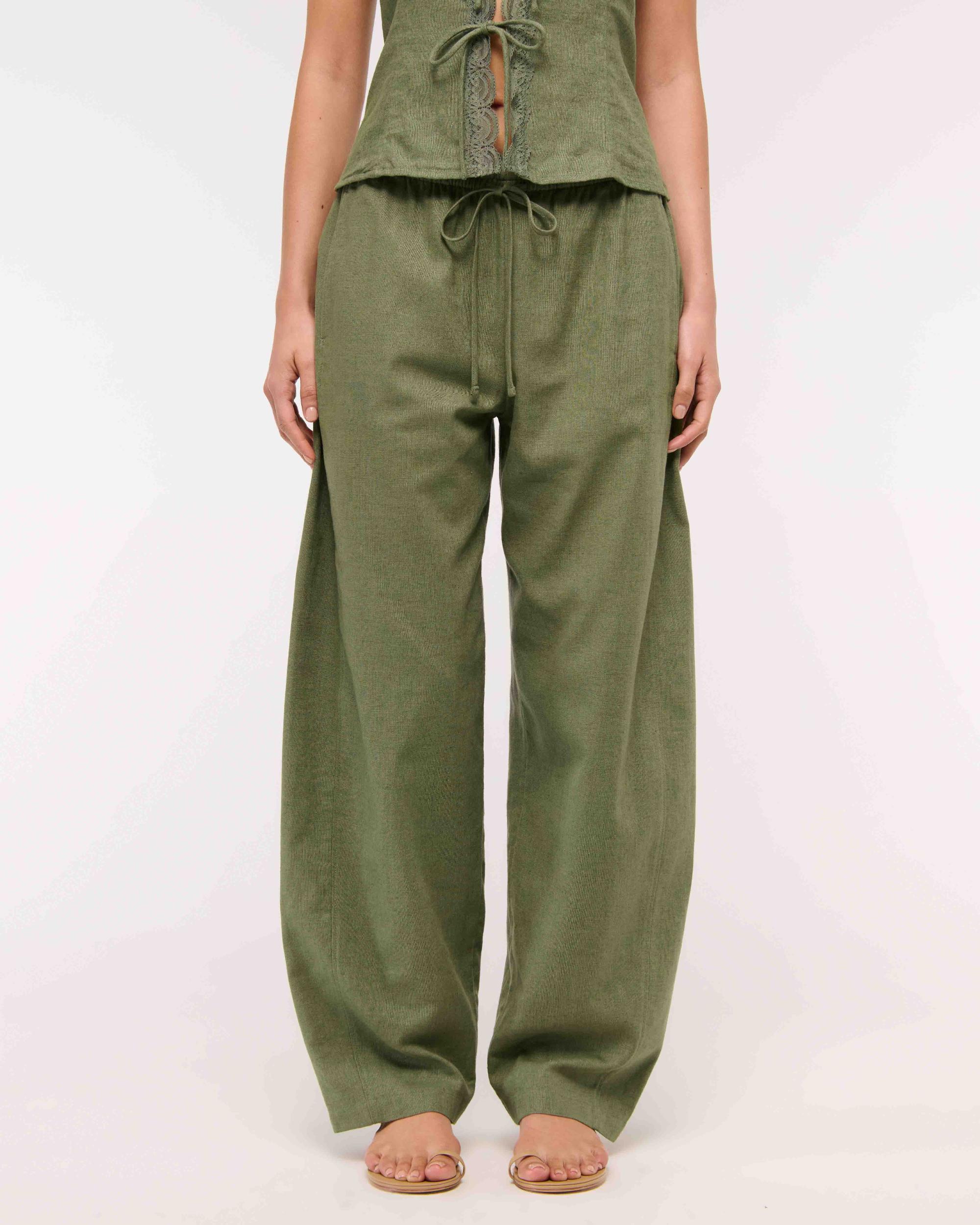Linen-Blend Barrel Pull-On Pant Product Image