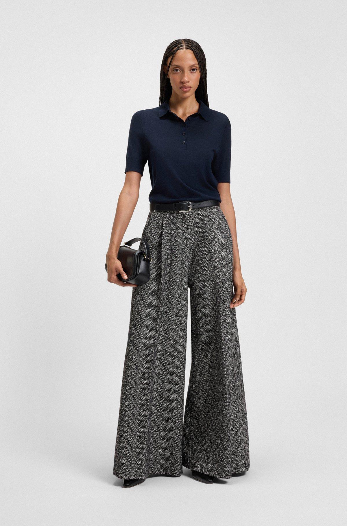 Regular-fit wide-leg trousers in herringbone tweed Product Image