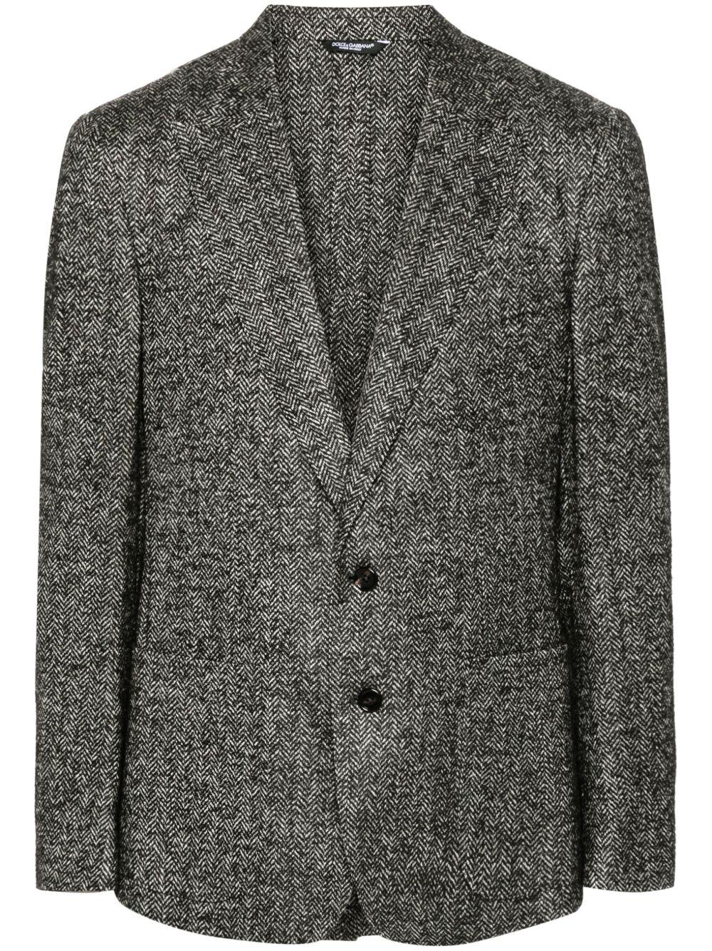 DOLCE & GABBANA Grey Single-breasted Jacket With Peak Revers In Wool Stretch Man Product Image