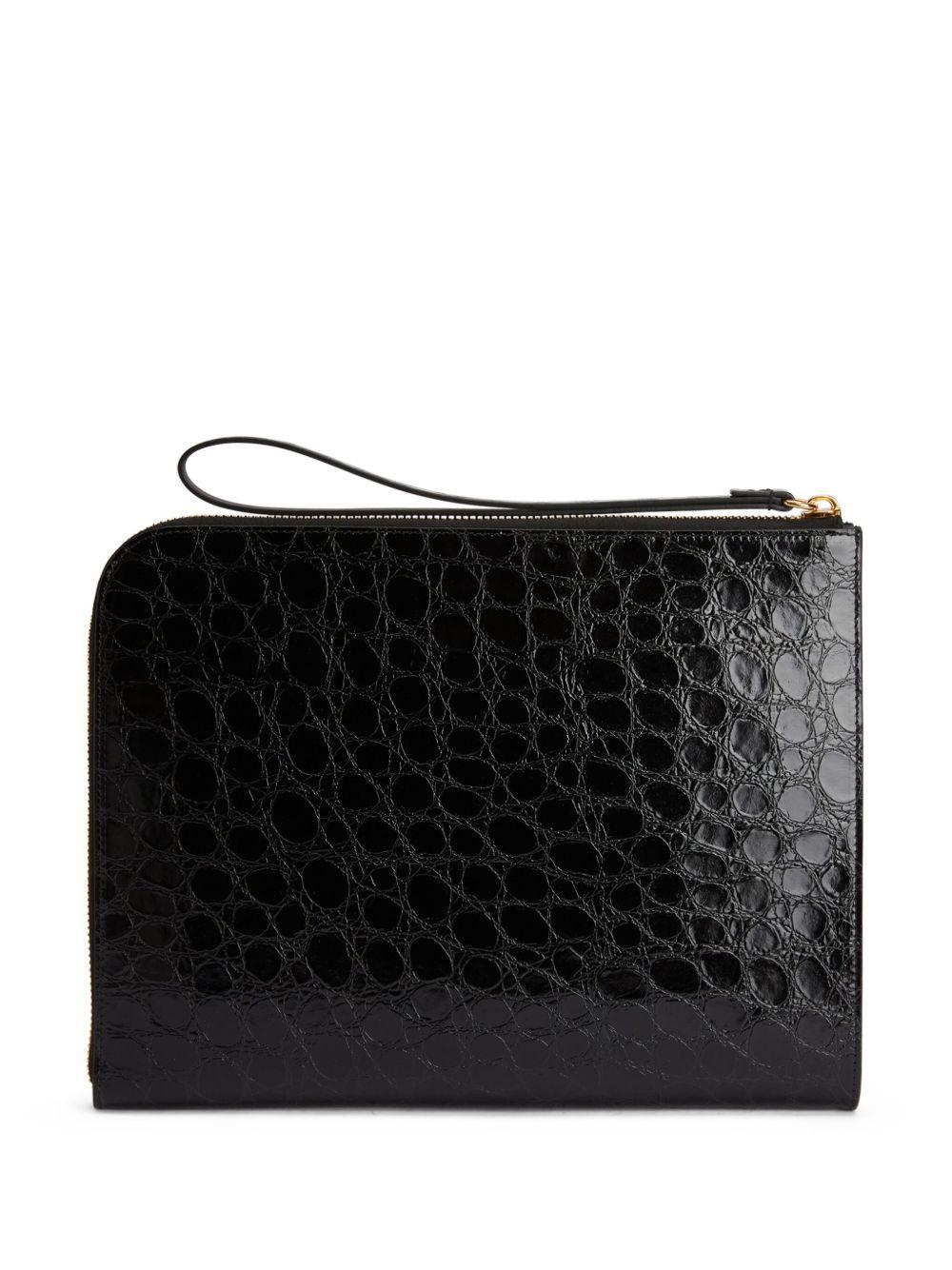Fabian crocodile-embossed leather pouch Product Image