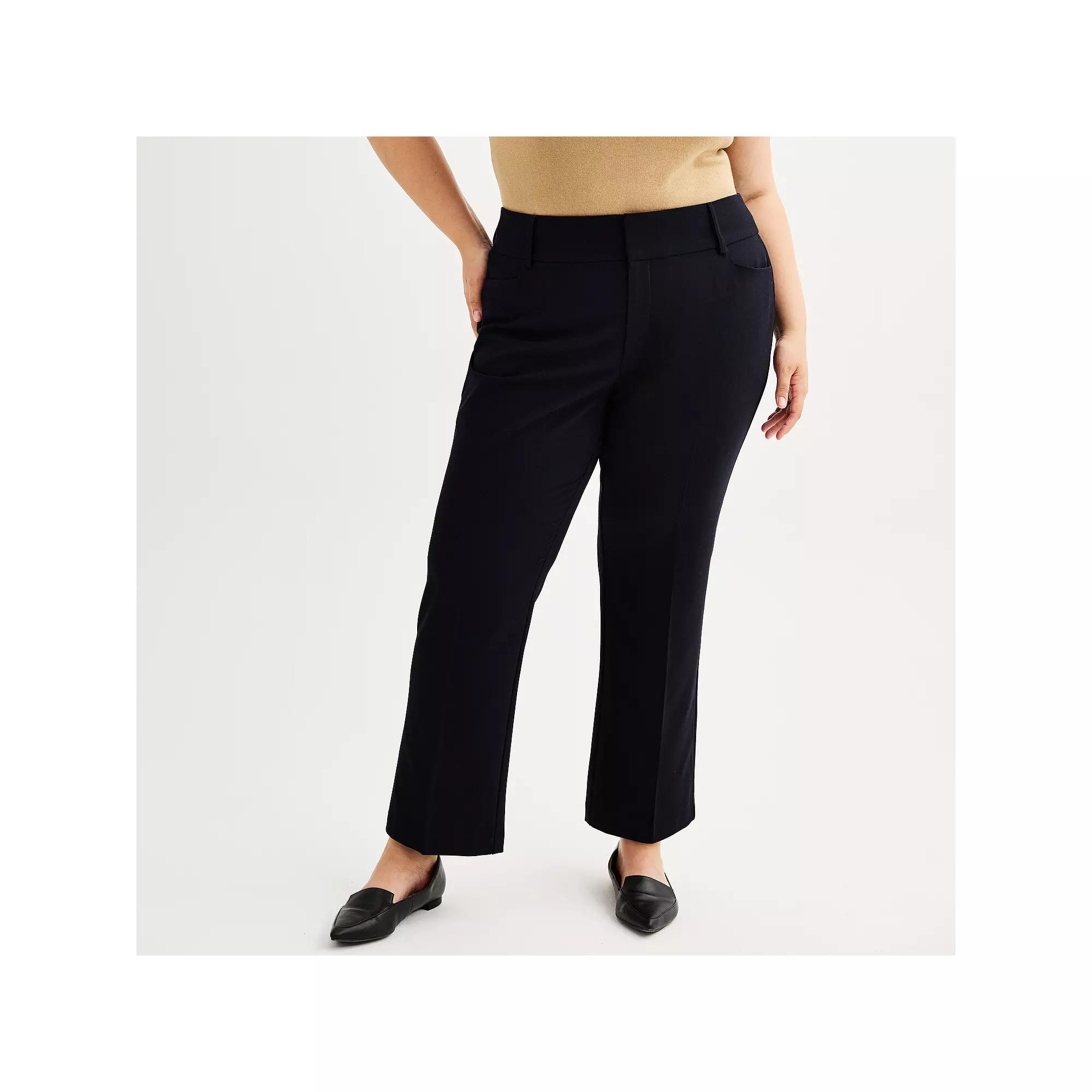 Plus Size Nine West Magic Waist Bootcut Pants, Women's, Size: 26W Short, Black Product Image