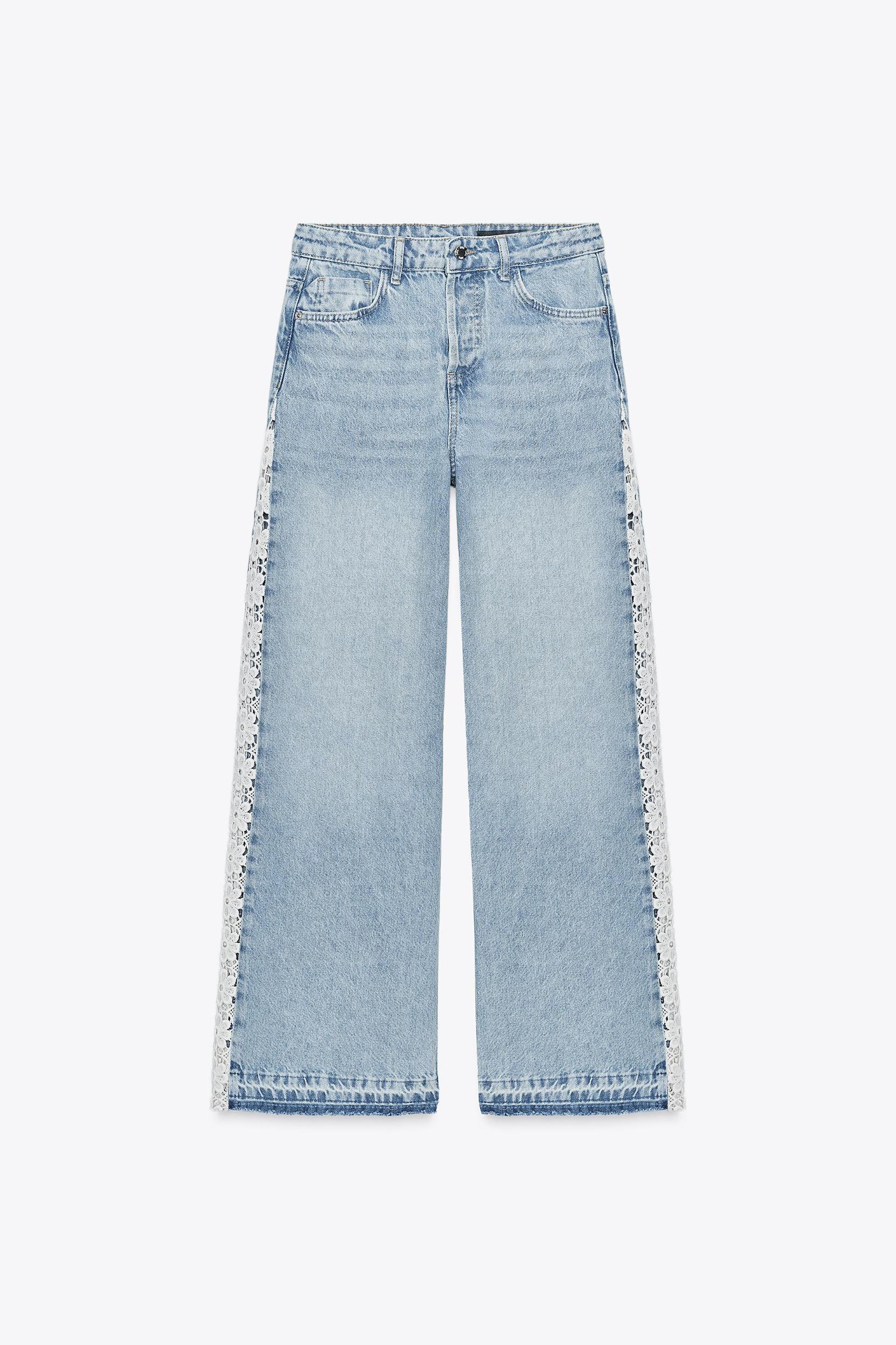 Z1975 HIGH WAIST WIDE LEG JEANS WITH CROCHET DETAIL Product Image