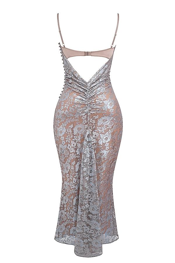 Azzurra  ice blue lace godet gown - sale Product Image