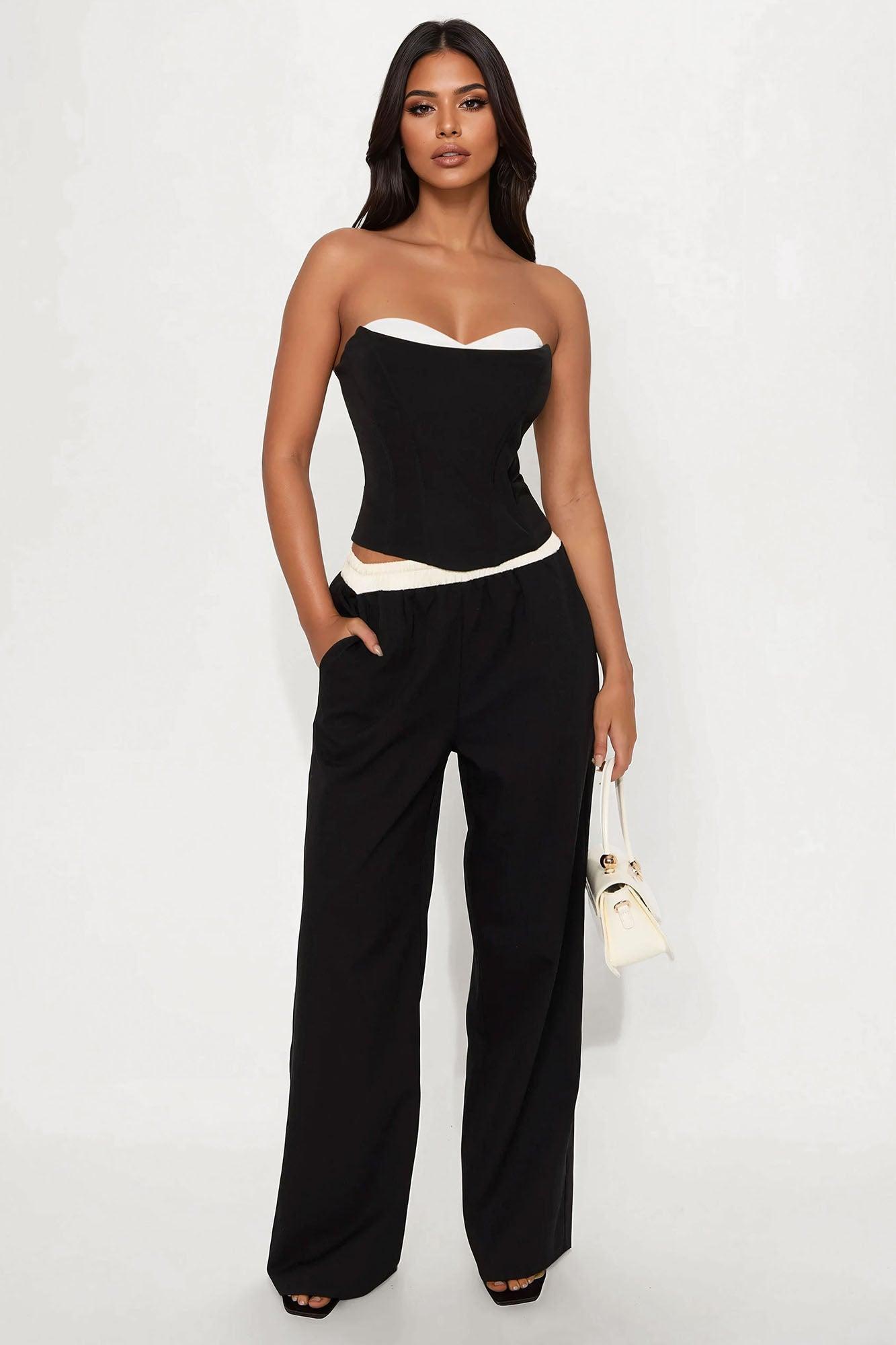 Formal Icon Corset Top - Black/White Female Product Image