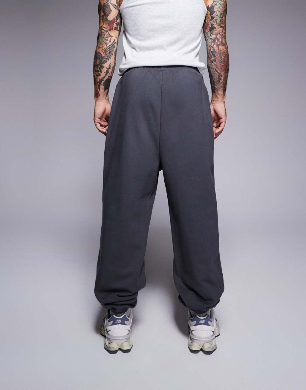 ASOS DESIGN premium heavyweight oversized sweatpants in charcoal Product Image