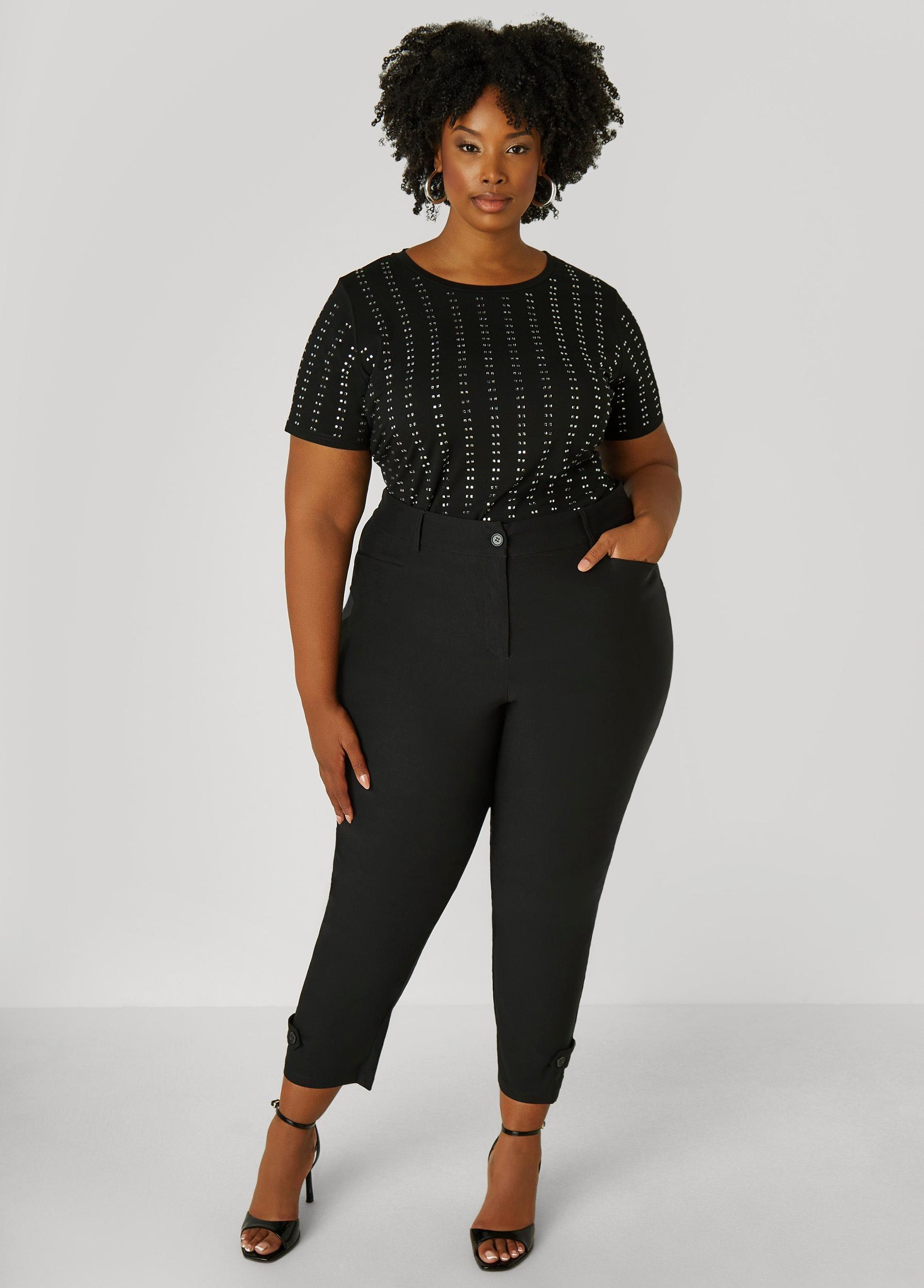 Plus Size Crystal Stretch Cotton Tee Ashley Stewart Product Image