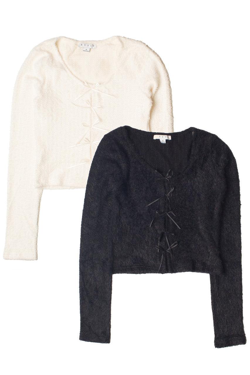 Bow Front Eyelash Cardigan Product Image