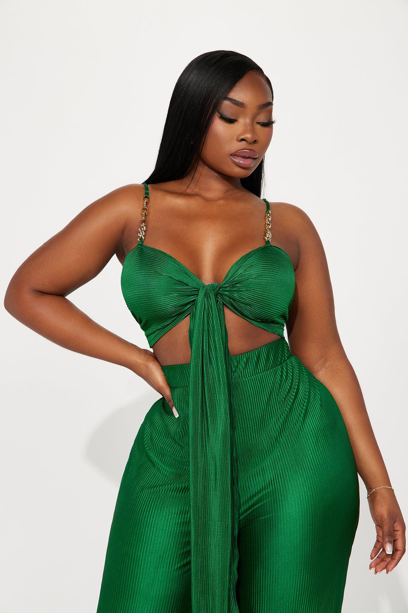 Royal Fantasies Plisse Pant Set - Hunter Product Image