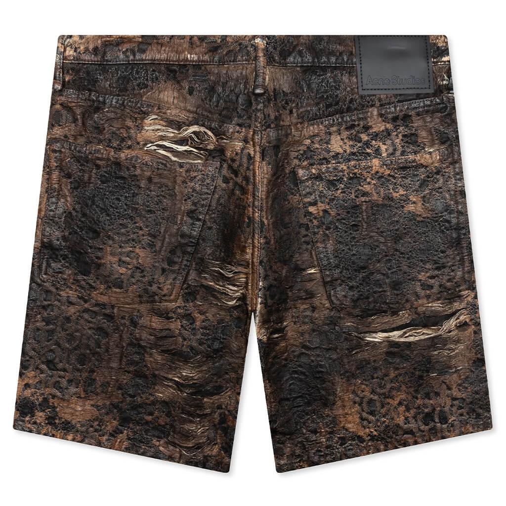Loose Fit Denim Monogram Shorts Fn-Mn-Shor000260 - Brown Male Product Image