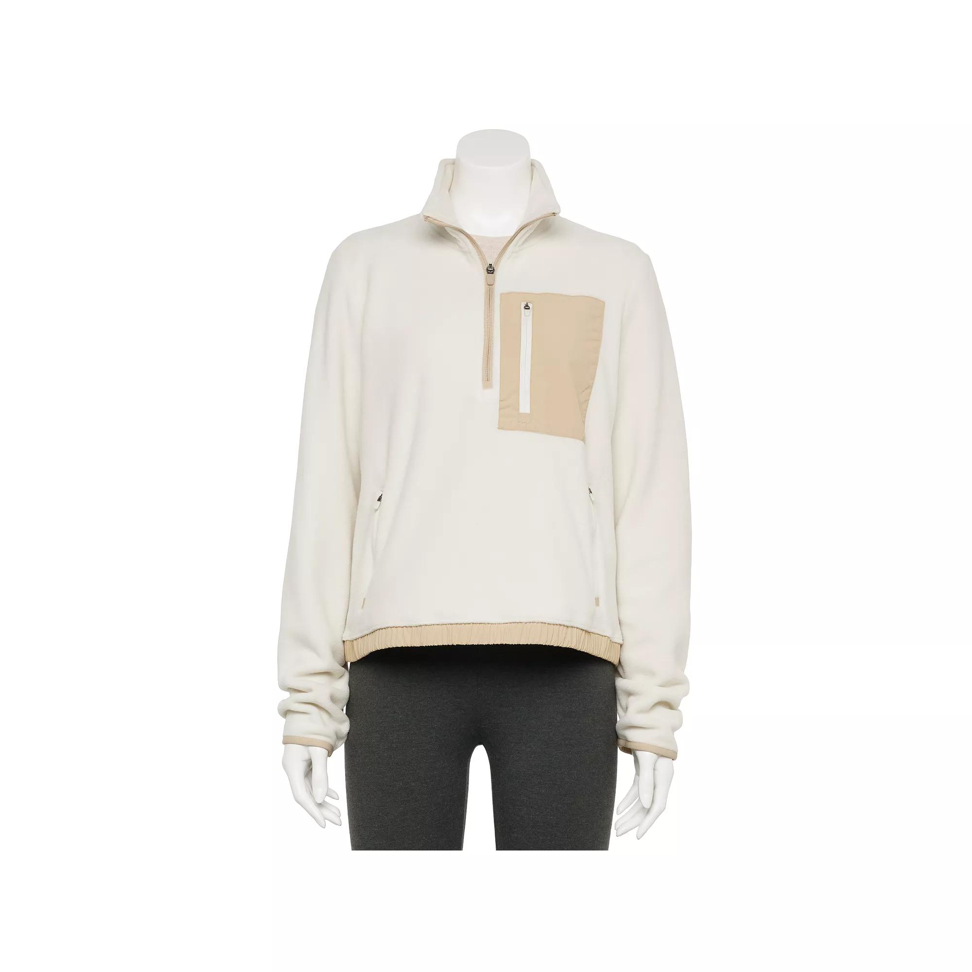 Women's Tek Gear® Mixed Media Micro Fleece Popover, Size: XXL, Mineral Black Product Image