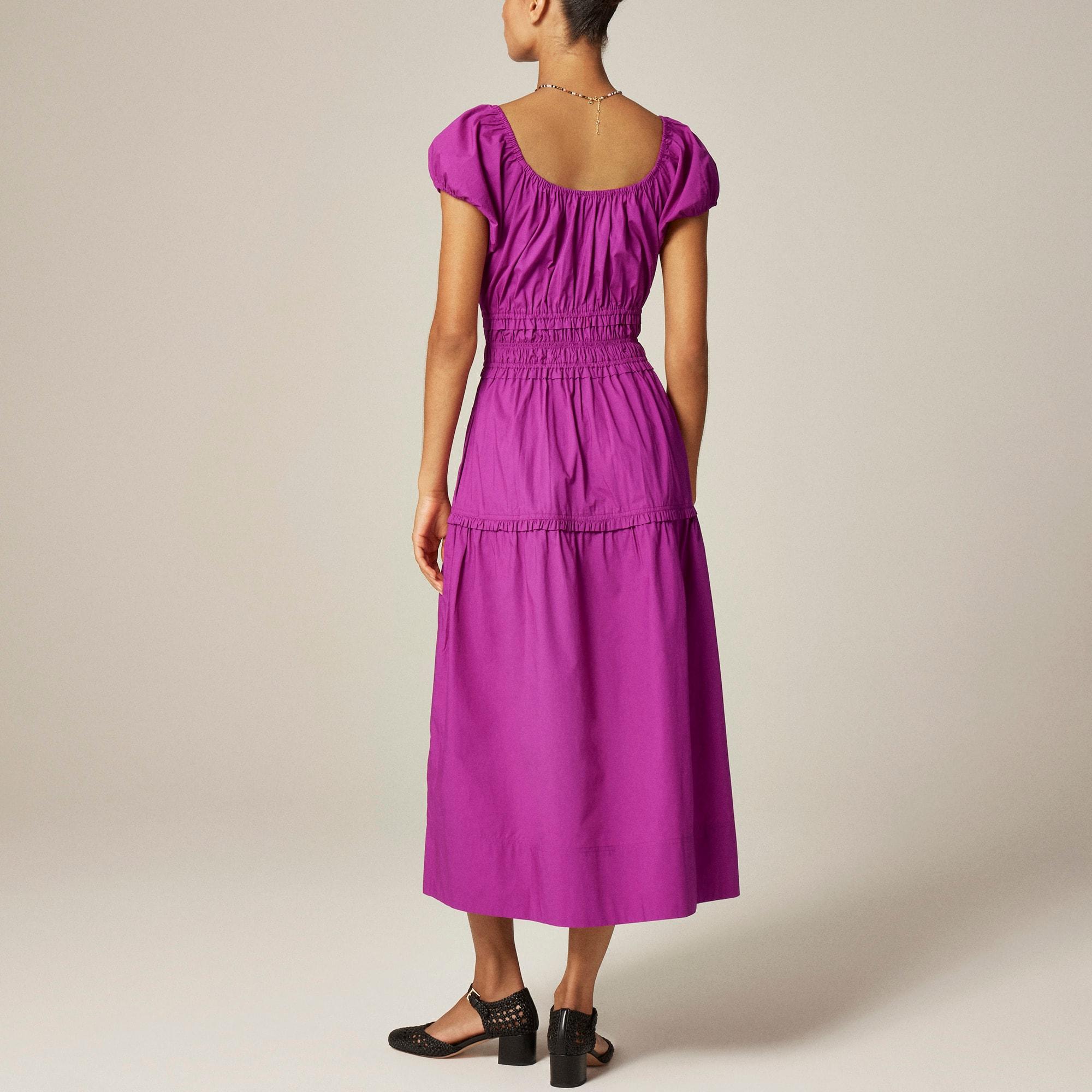 Tiered midi dress in cotton poplin Product Image