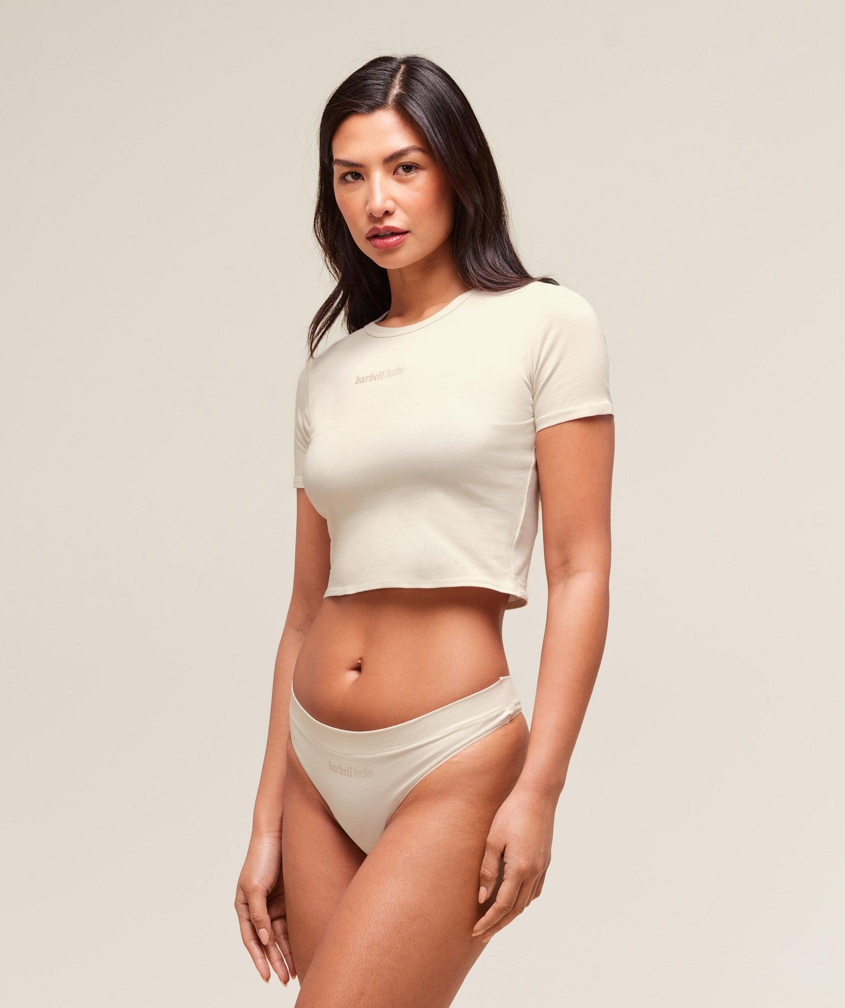 Gymshark Cotton Graphic Midi T-Shirt - Oat White Female Product Image