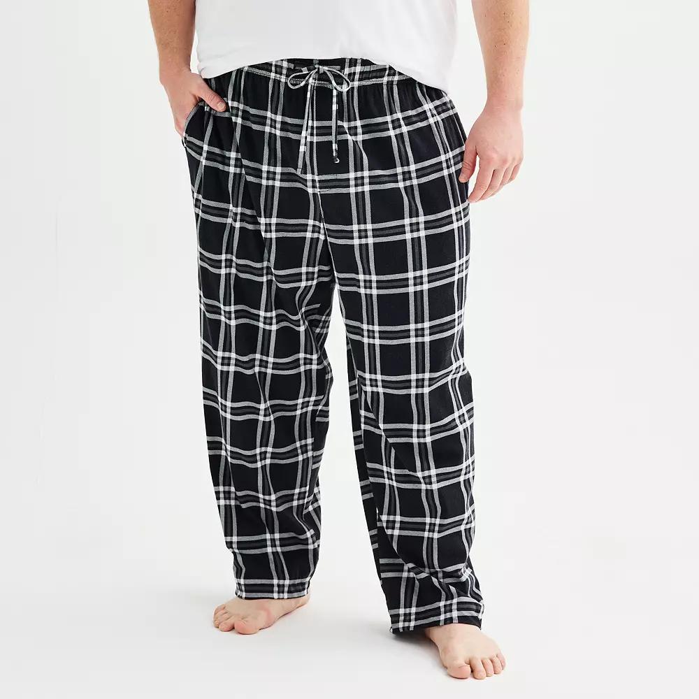Big & Tall Sonoma Goods For Life® Essential Knit Pajama Pants, Men's, Size: 3XB, Plaid White Black Product Image