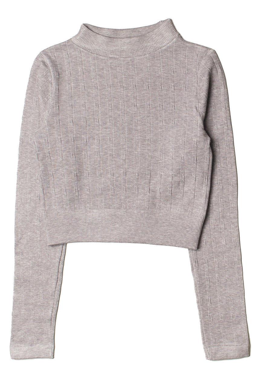 Cable Knit Mock Neck Crop Top Product Image