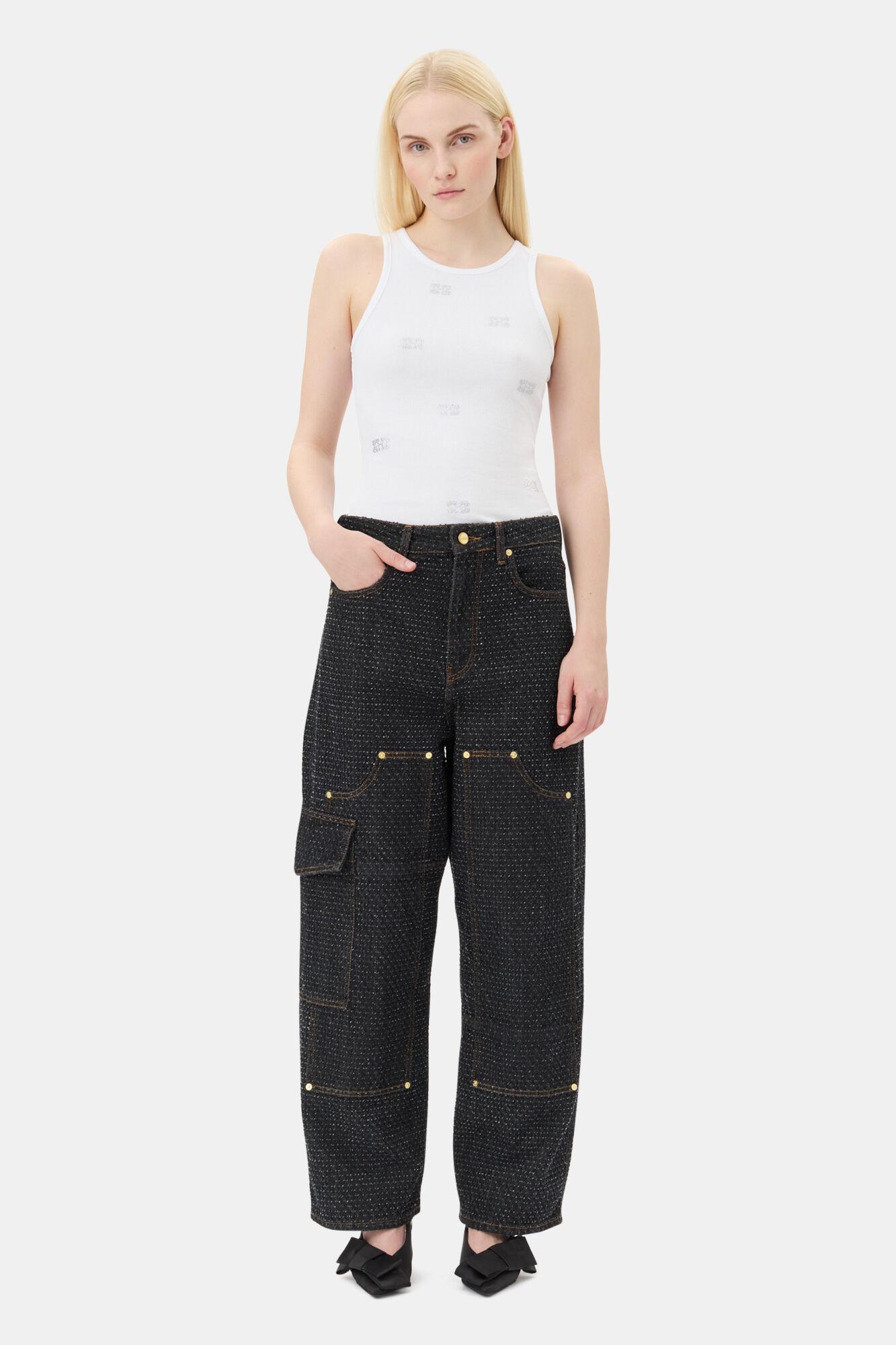 White Rhinestone Butterfly Tank Top Product Image