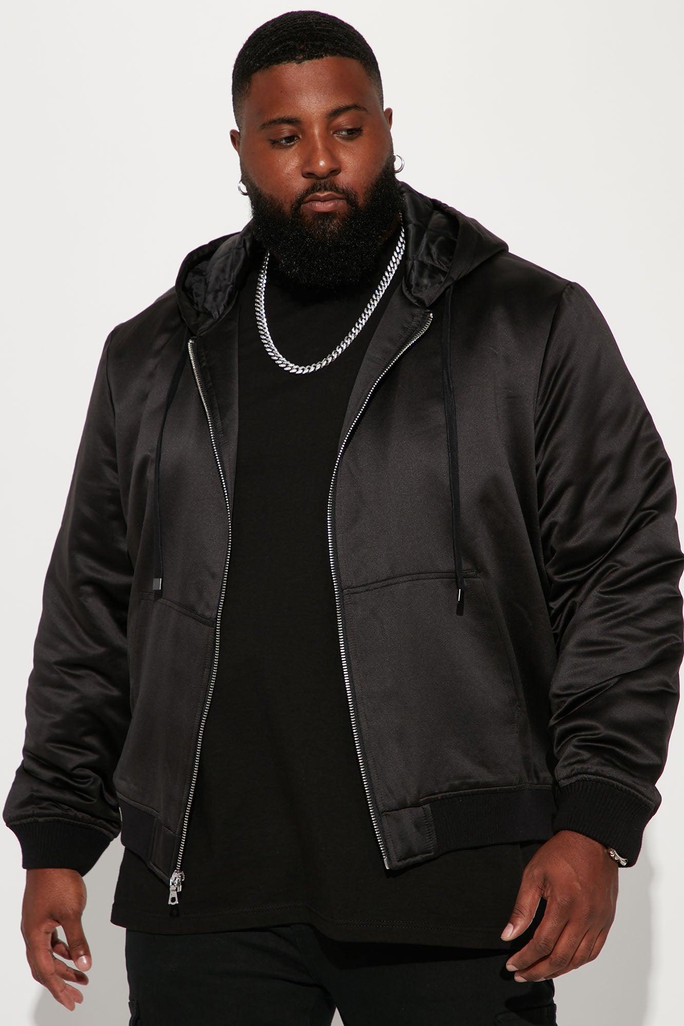 Padded Nylon Hooded Bomber Jacket - Black Product Image