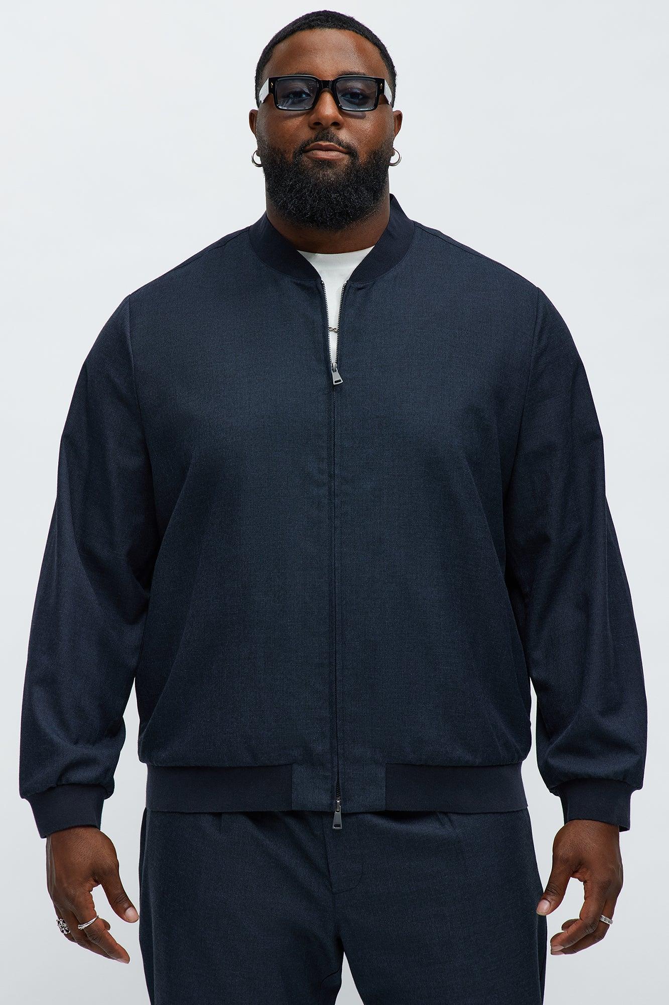 Slim Modern Two-Way Zipper Everyday Bomber - Navy Male Product Image