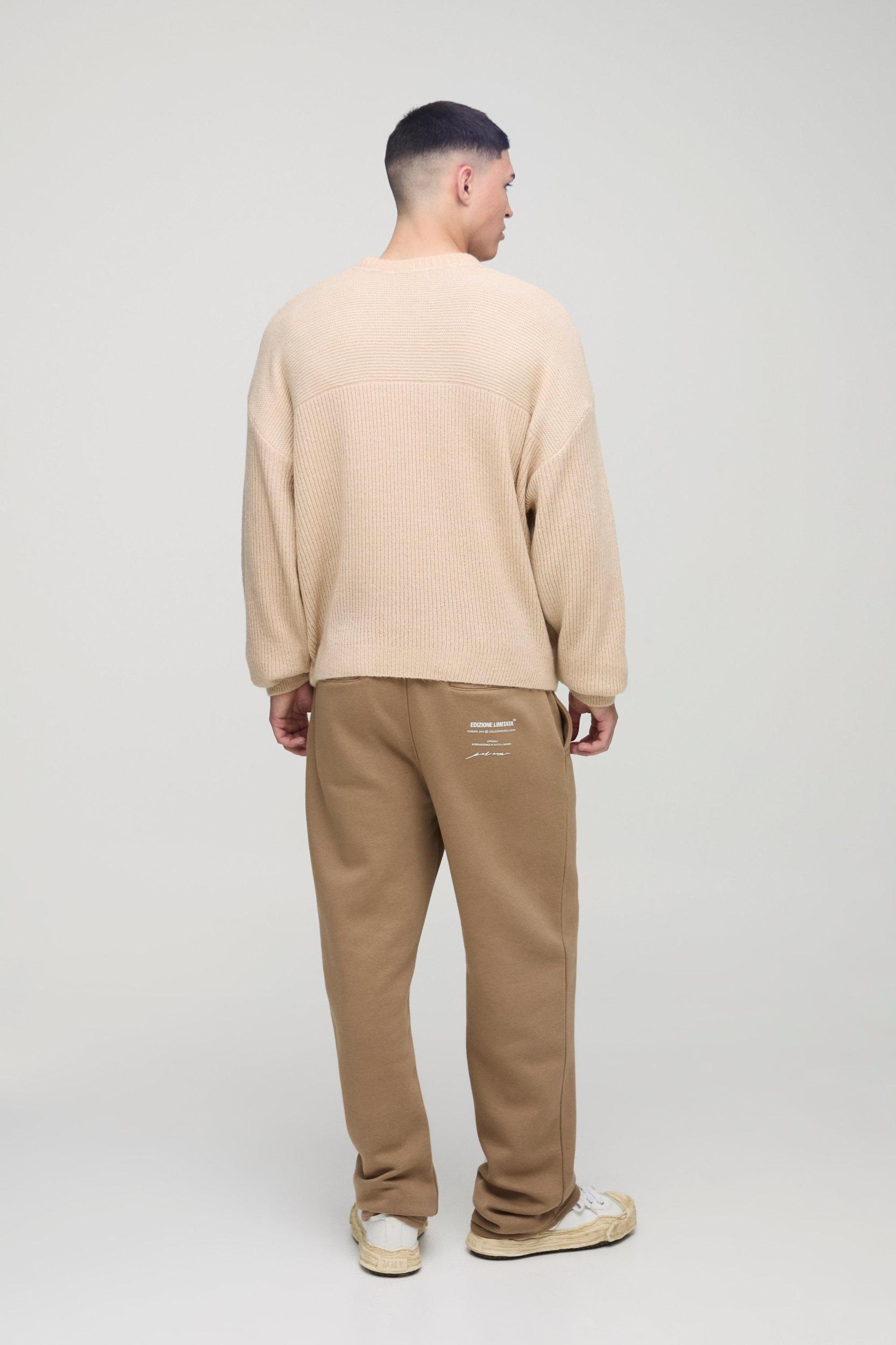 Oversized Boxy Brushed Rib Knitted Sweater | boohooMAN USA Product Image