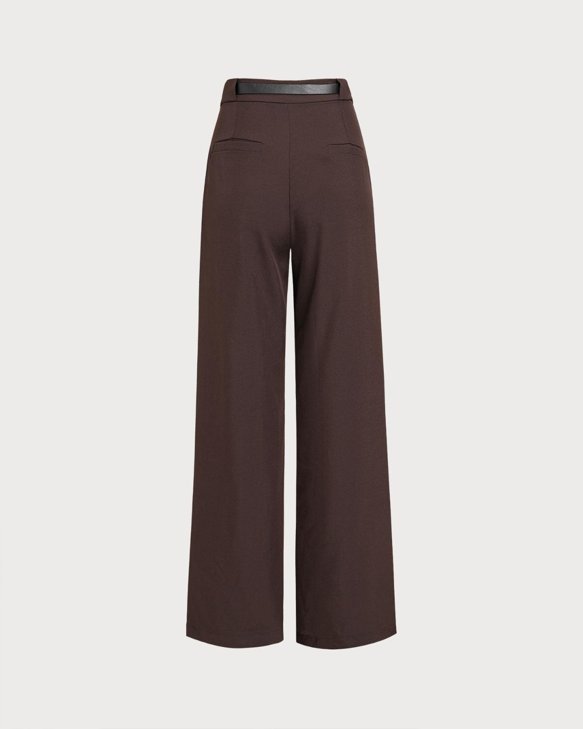 Coffee Natural Waisted Pocket Casual Pants Product Image