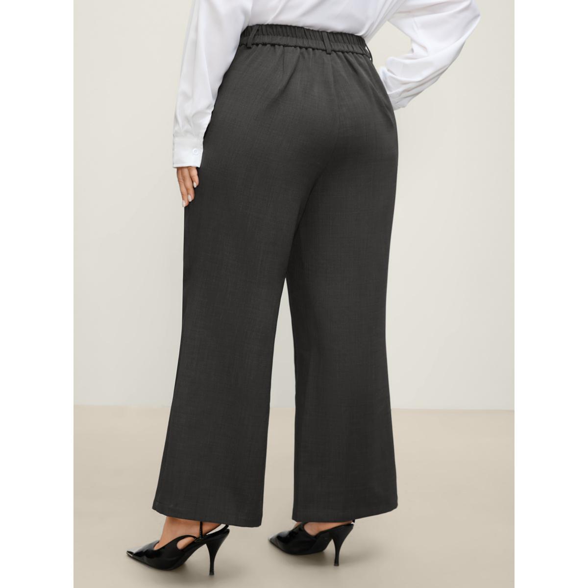 Plus Size Stretch Woven Micro Flare Pants Women DimGray Office Bodycon Mid Rise Office Pants BloomChic 14-16/1X Product Image