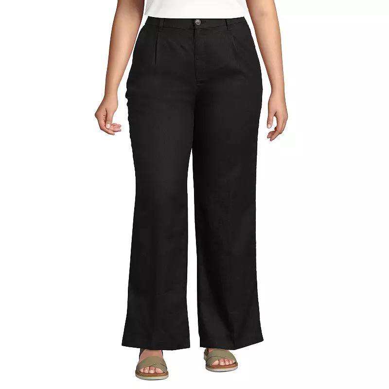 Plus Size Lands End High-Rise Wide-Leg Pleated Pants, Womens Product Image