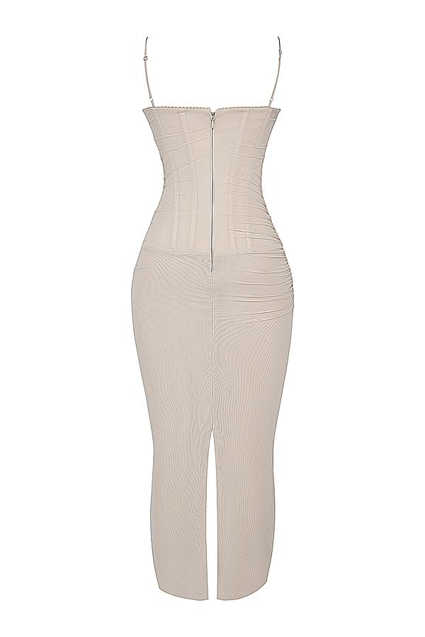 Nalini  sand stretch mesh maxi dress Product Image