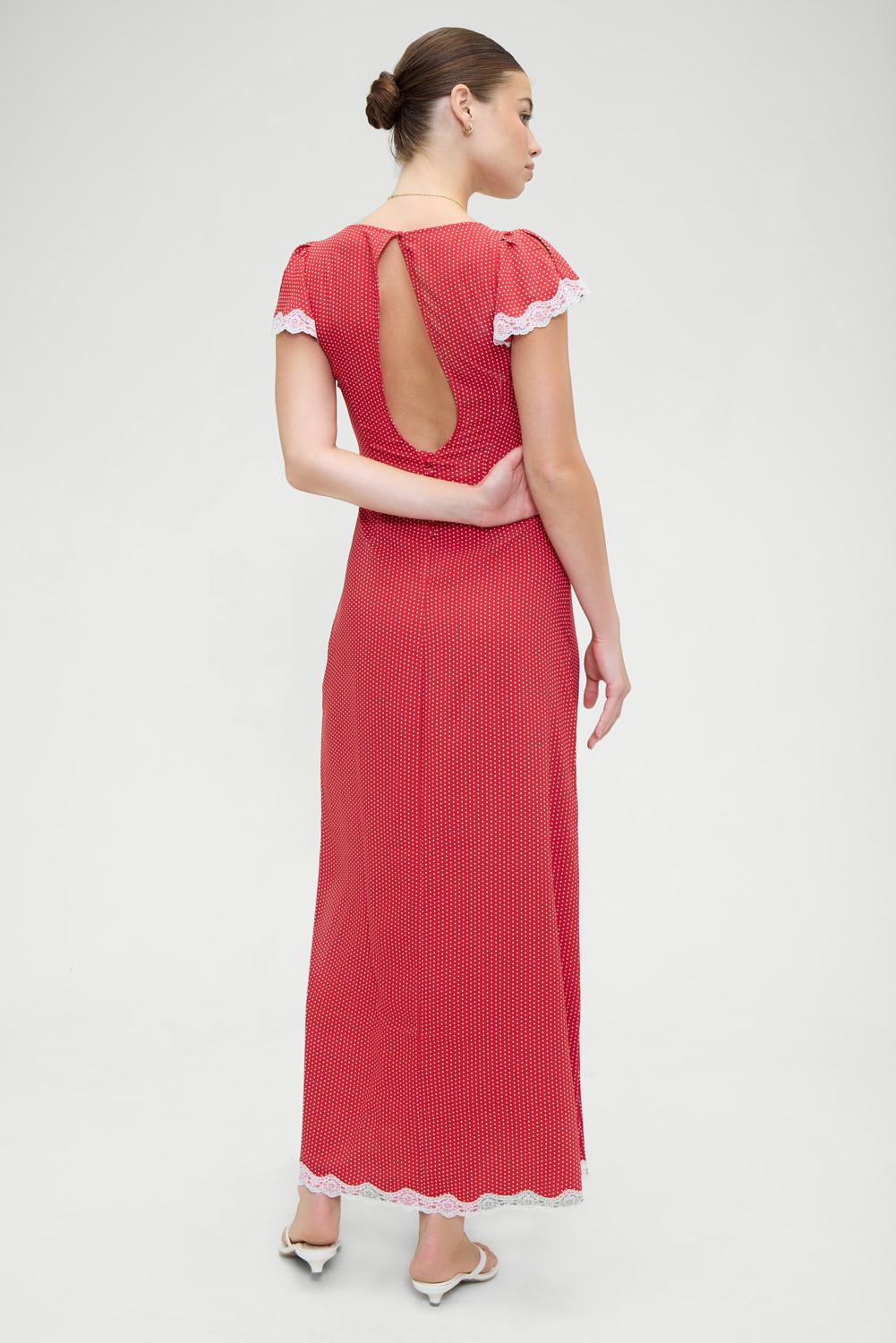 Rosalyn Polka Dot Maxi Dress - Ladybug Product Image