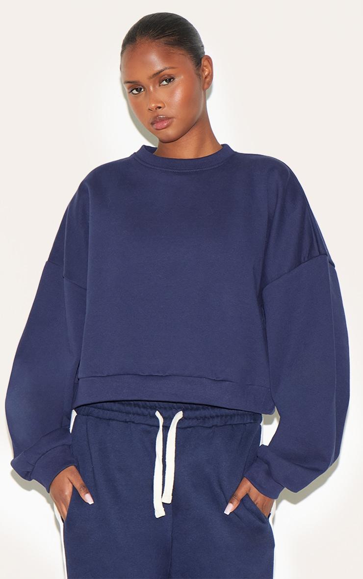Navy Premium Boxy Sweatshirt Product Image