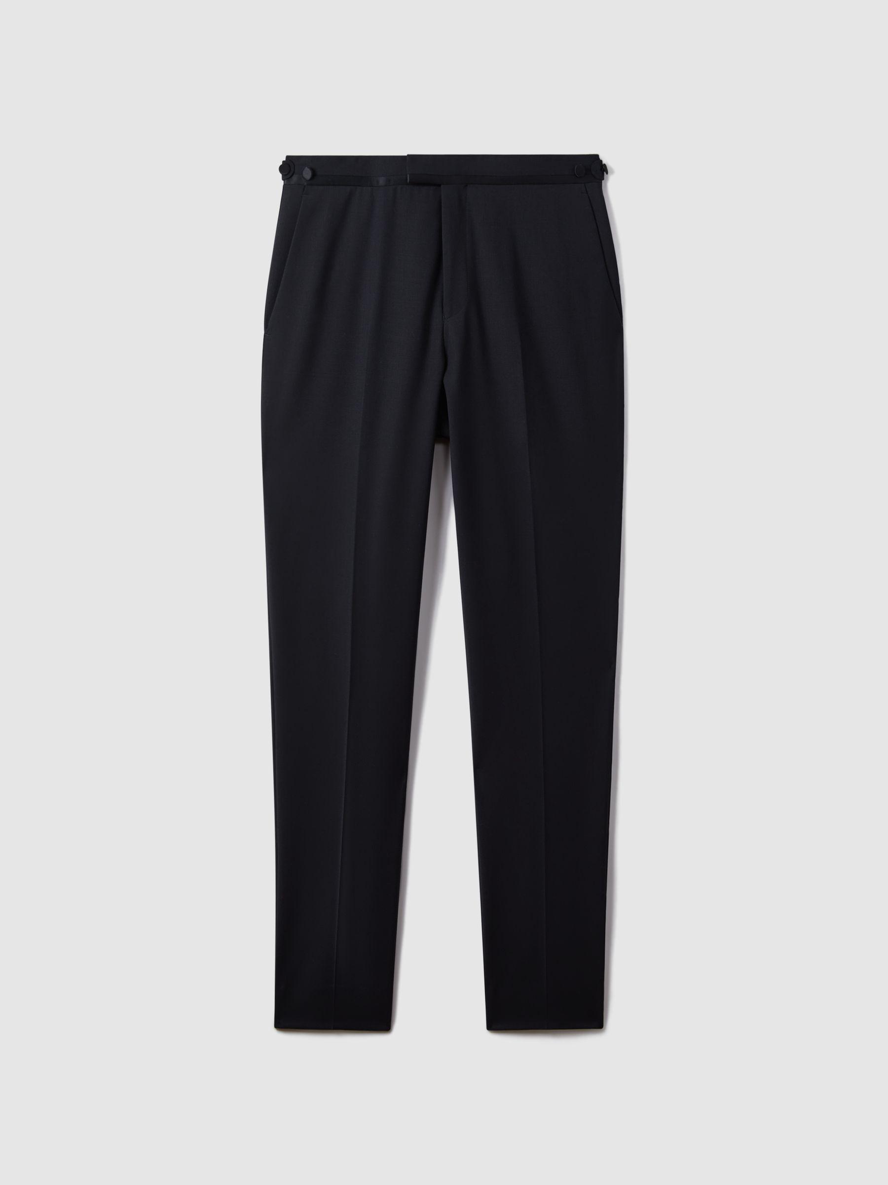 Slim-Fit Wool-Blend Tuxedo Trousers in Navy Product Image