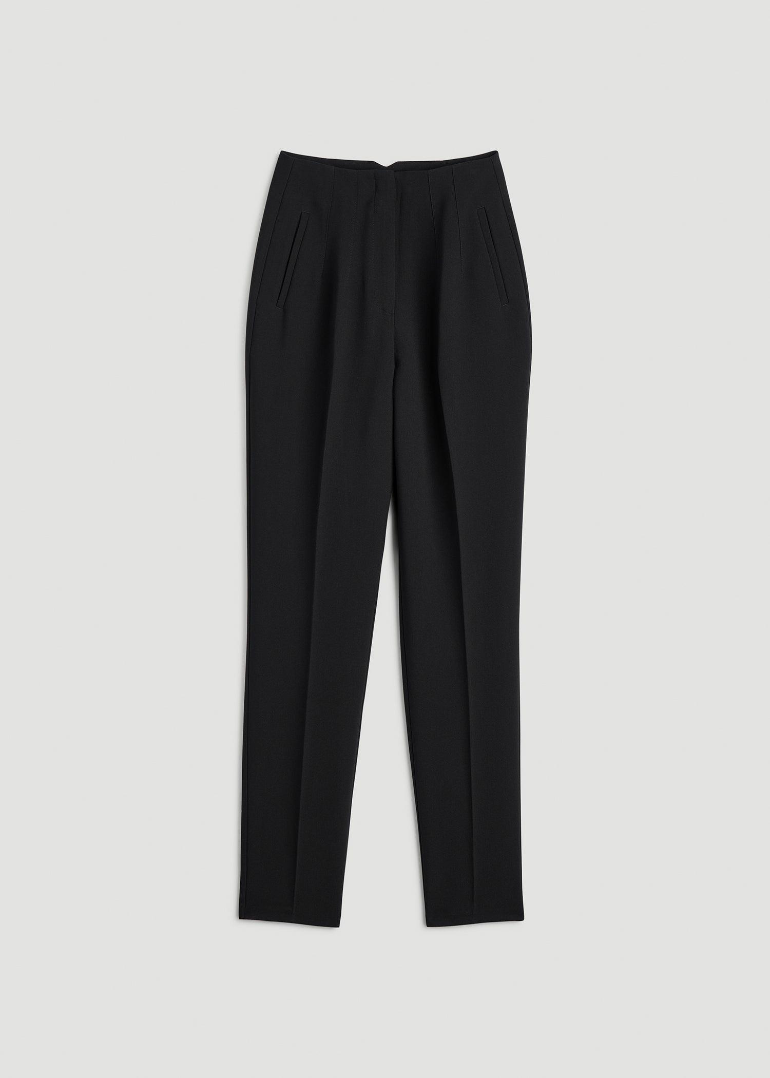 High Rise Pants with Darts for Tall Women in Black Female Product Image