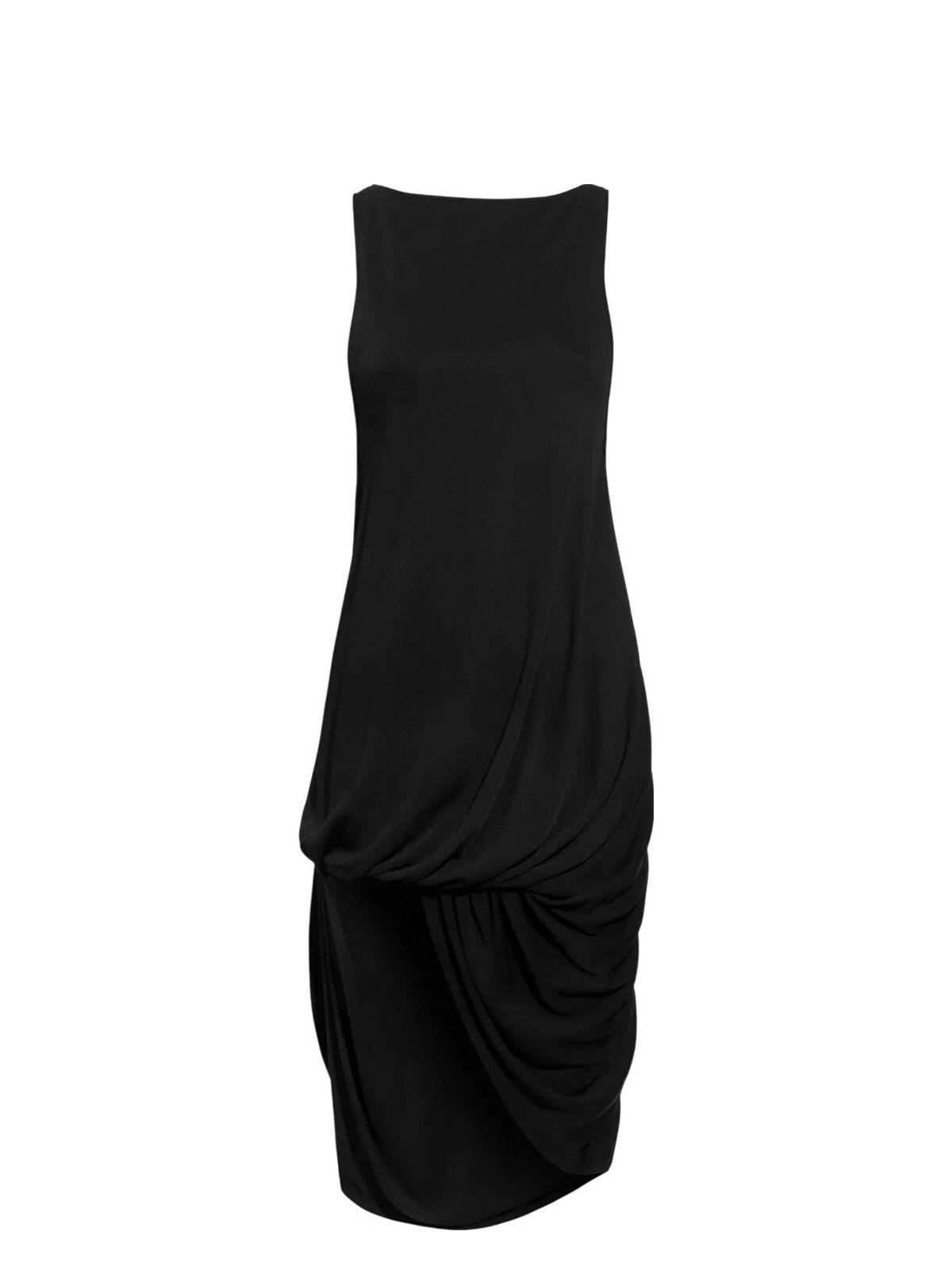 JACQUEMUS Draped Sleeveless Peplum Dress With Asymmetrical Hem In Black Product Image
