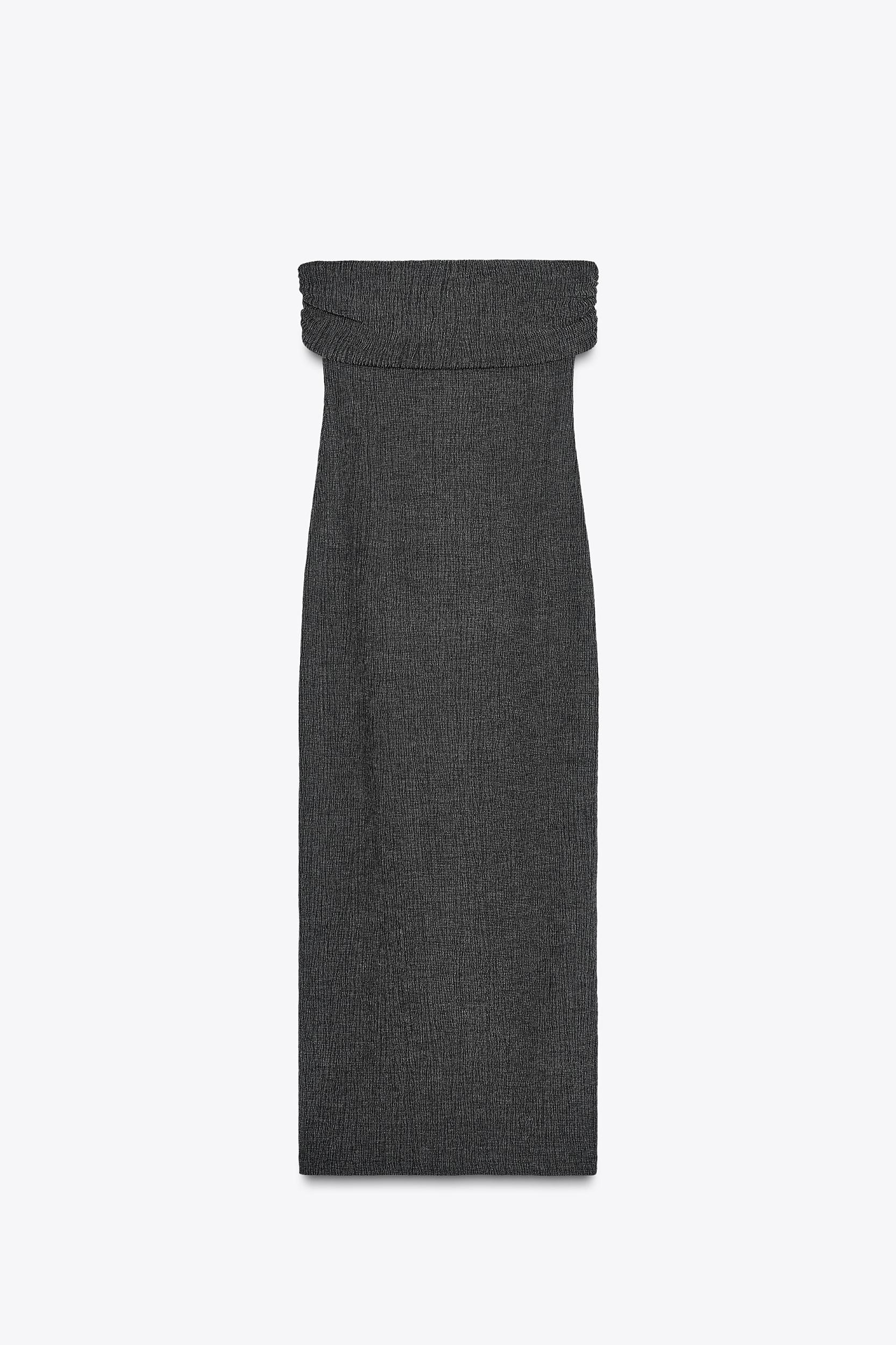 TEXTURED BANDEAU MIDI DRESS Product Image
