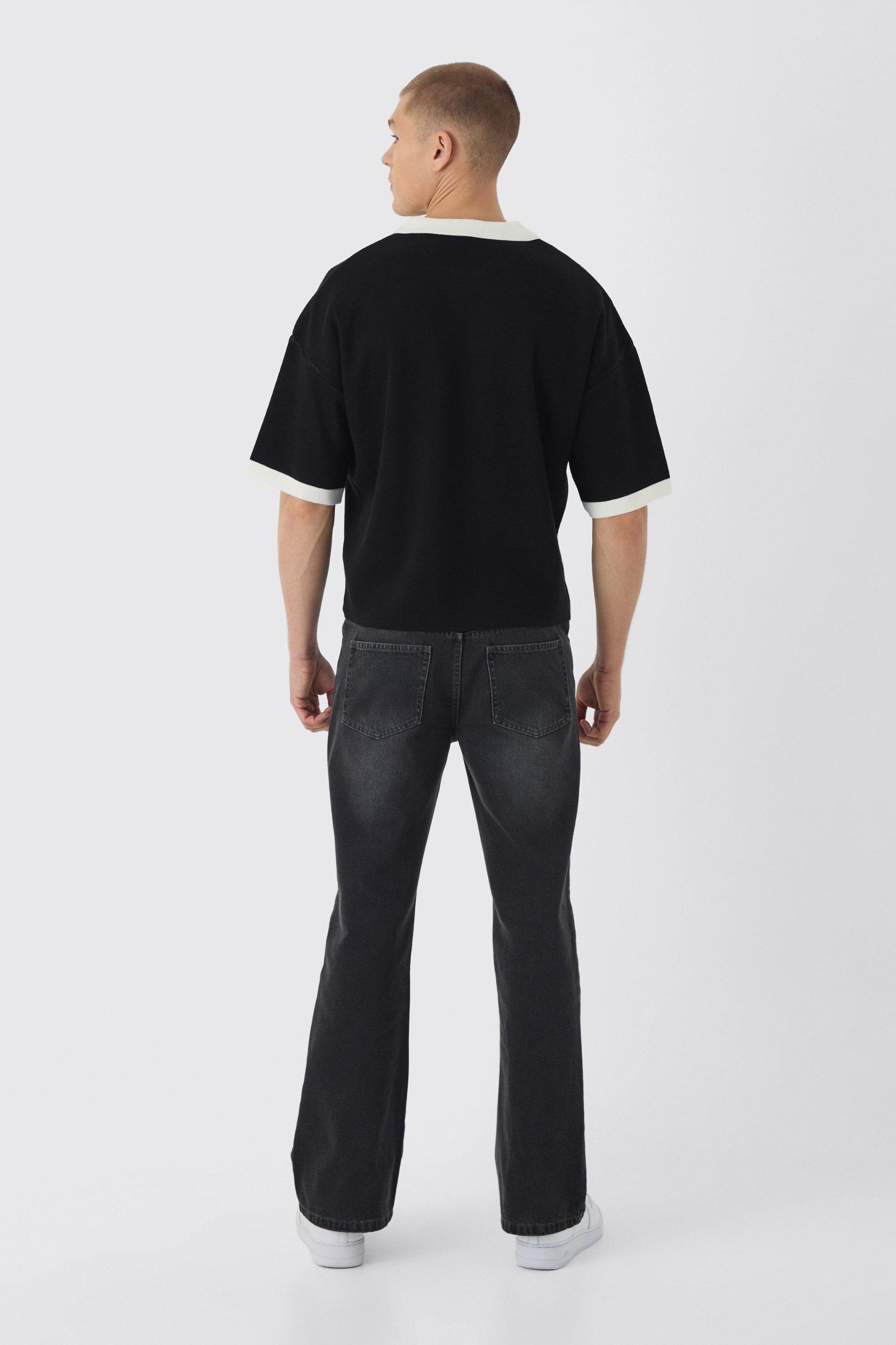 Oversized Boxy Football Knitted Polo | boohooMAN USA Product Image