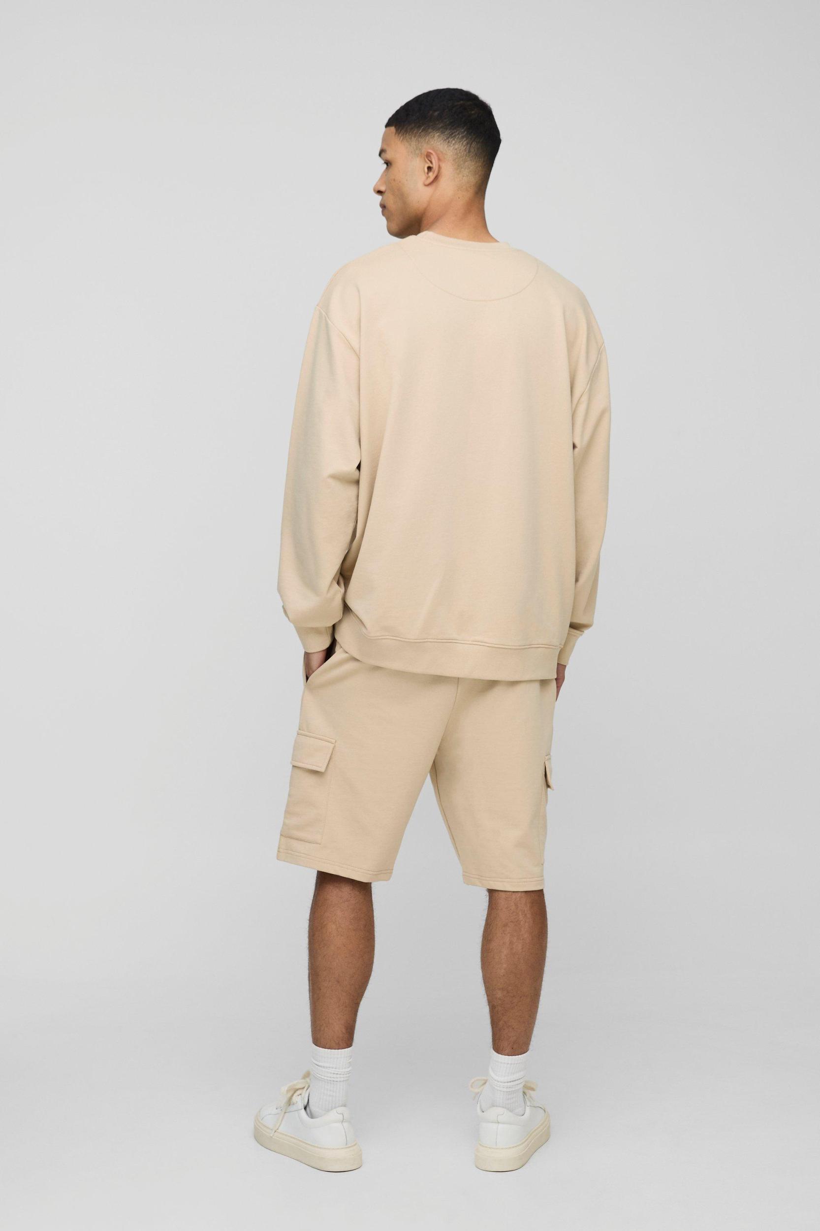 Tall 260GSM Loopback Oversized Fit Basic Sweat | boohooMAN USA Product Image