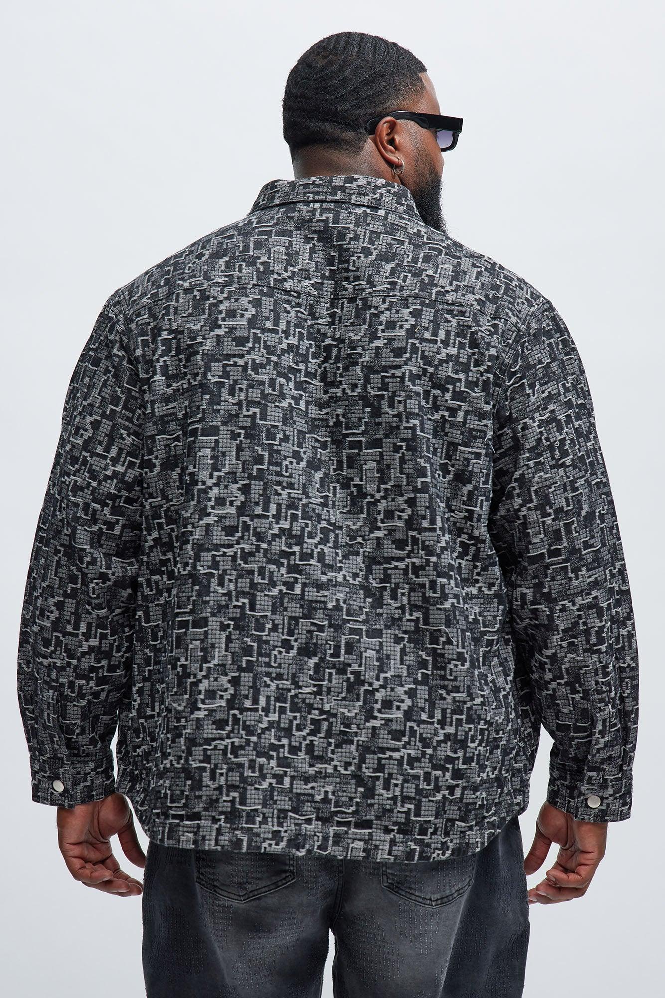 Arrow Jacquard Button Up Shirt - Black Wash Product Image