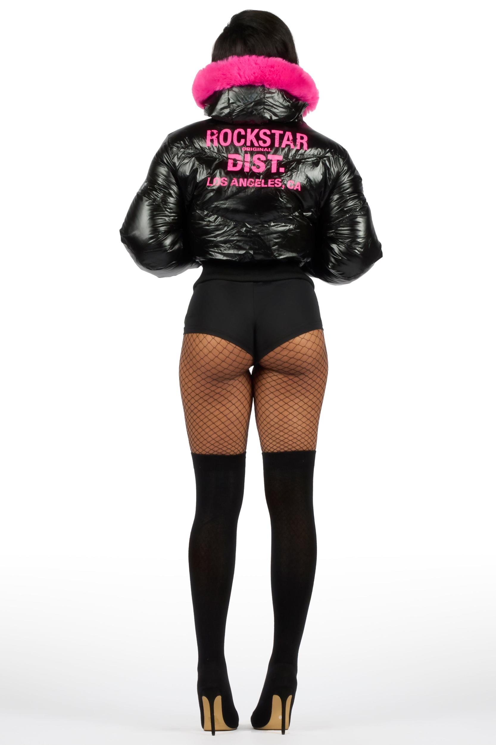 Moncia Black/Pink Puffer Jacket Female Product Image
