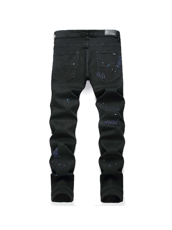 Men's Cross Badge Rhinestone Raglan Loose Jeans Product Image