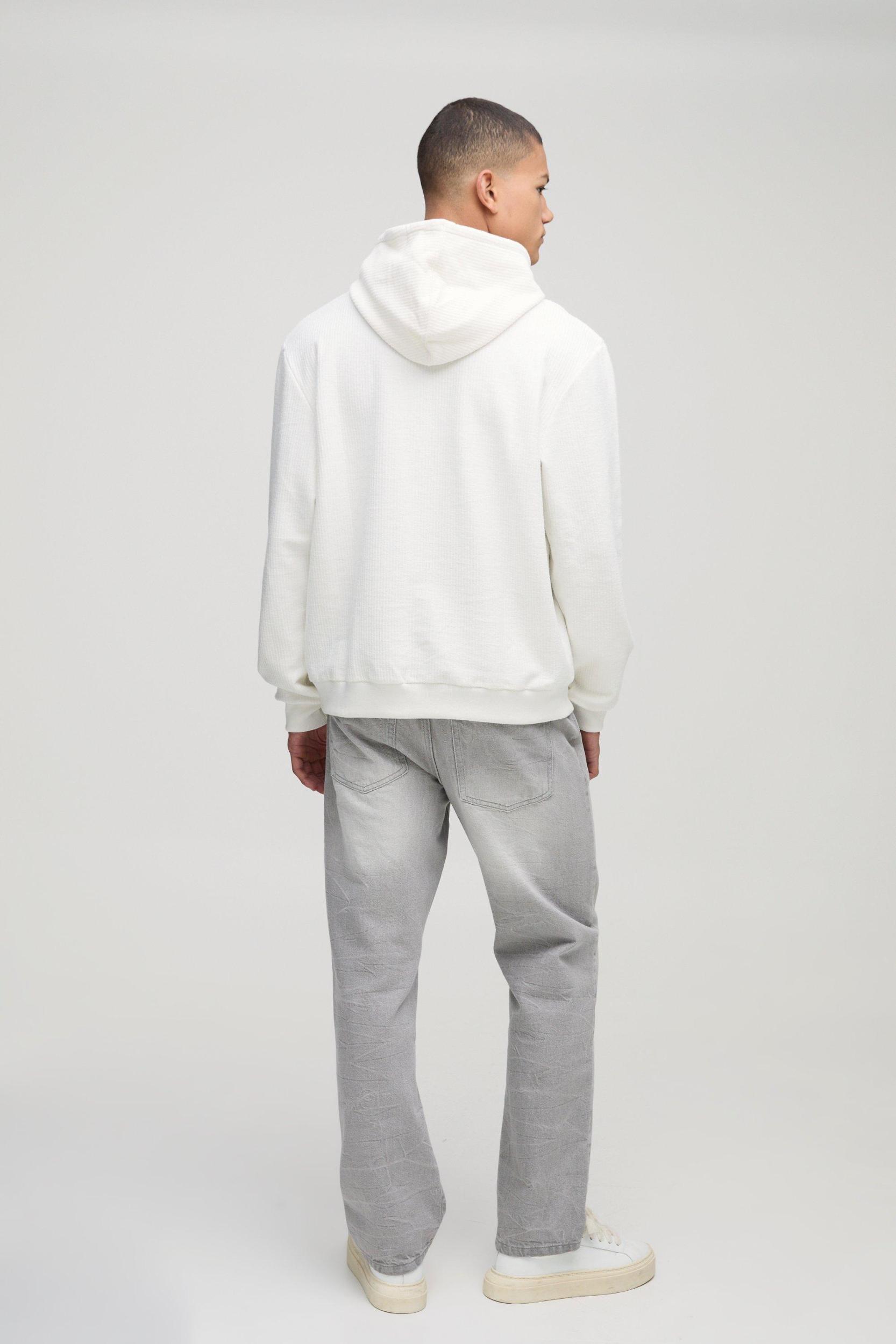 Regular Fit Jacquard Rib Hoodie | boohooMAN USA Product Image