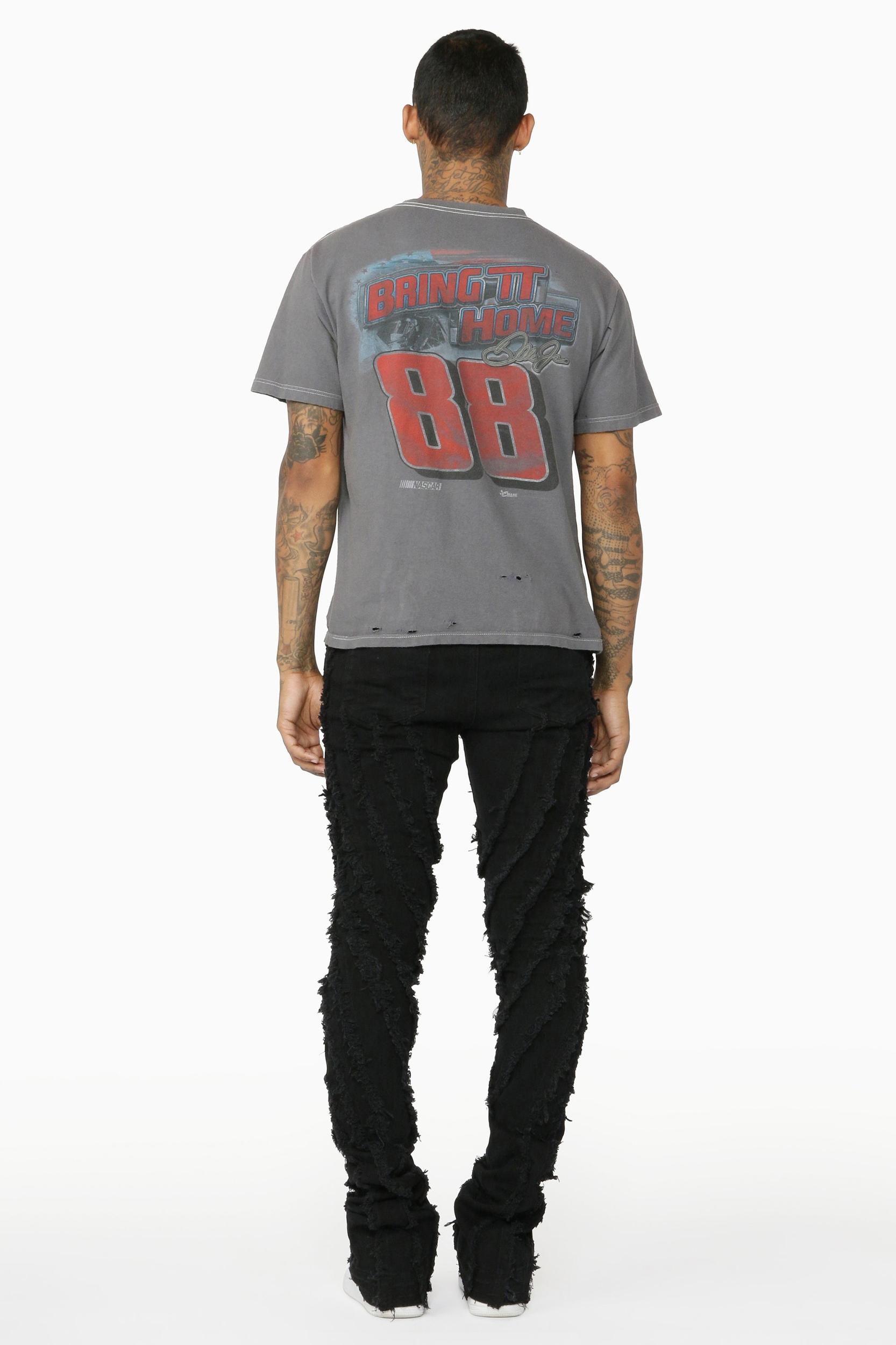 Lazer Black Stacked Flare Jean Male Product Image