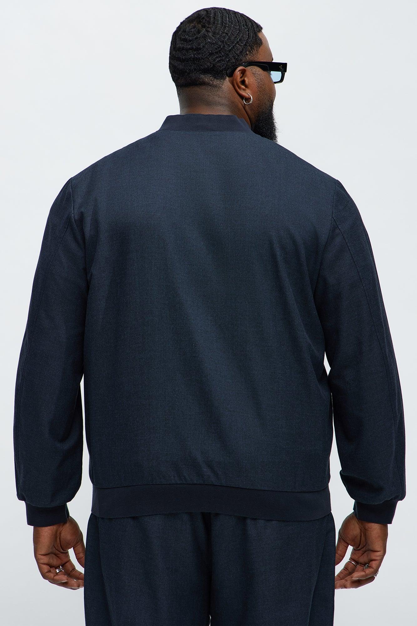 Slim Modern Two-Way Zipper Everyday Bomber - Navy Male Product Image