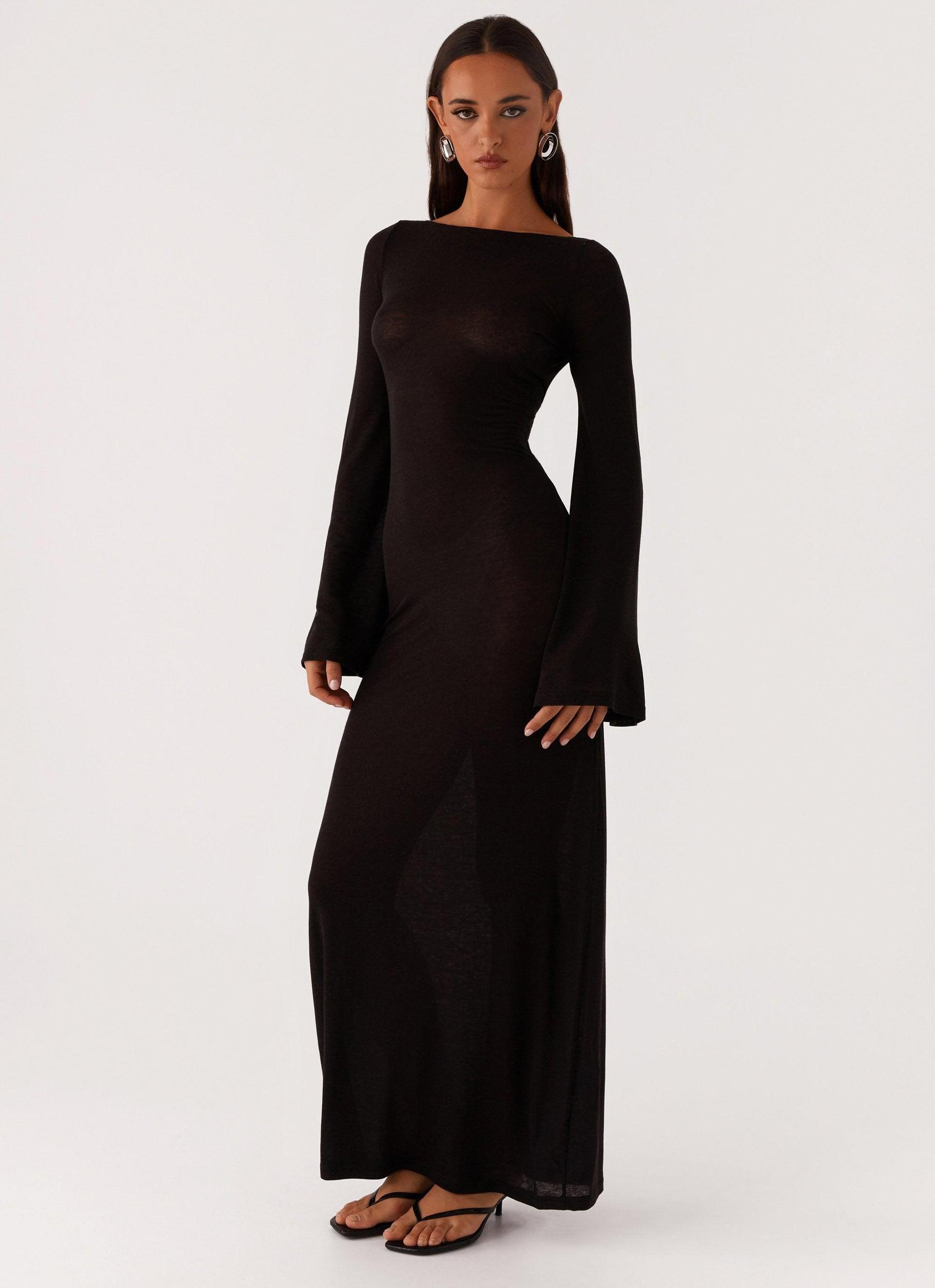 Olivia Long Sleeve Maxi Dress - Black Product Image