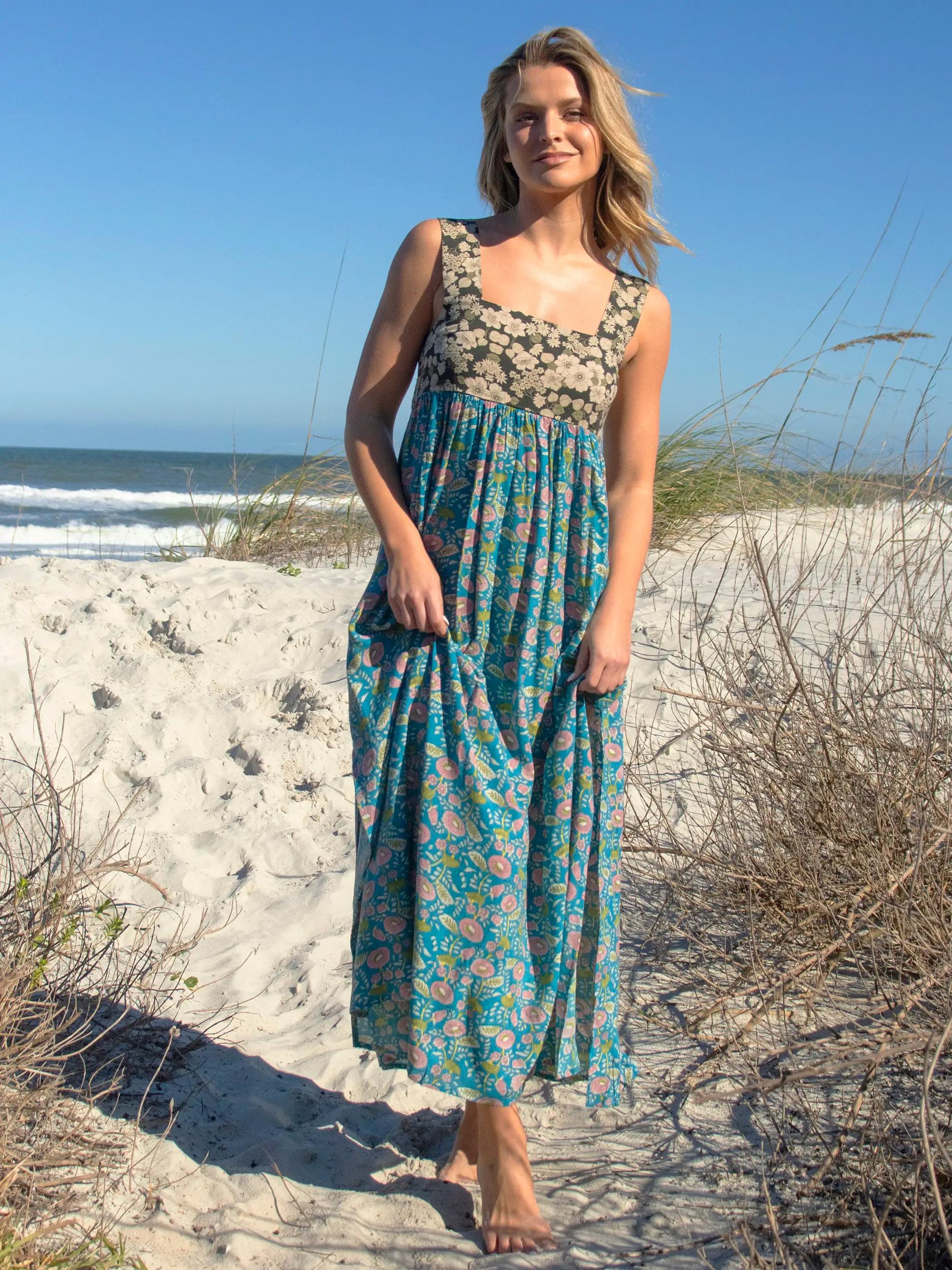 Tricia Maxi Dress - Black Blue Floral Product Image