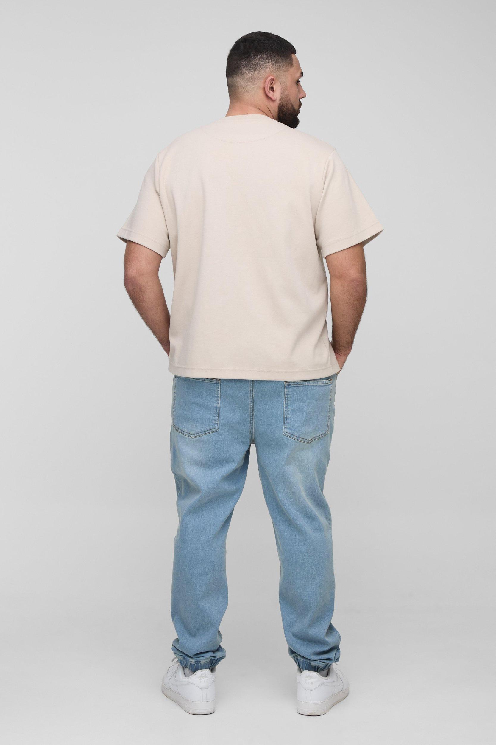 Plus Ripped Denim Cuffed Slim Fit Jeans | boohooMAN USA Product Image