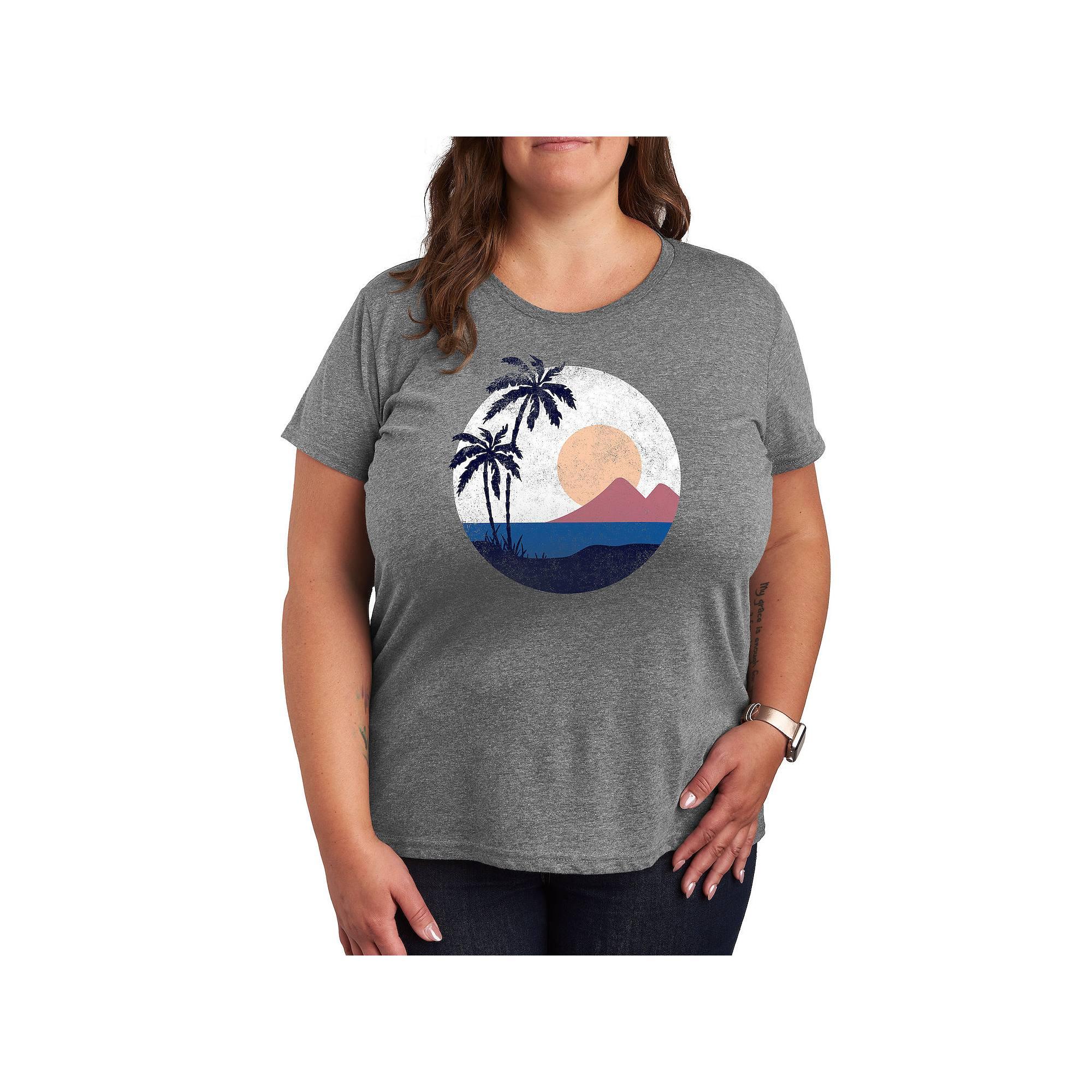 Women's Geometric Beach Scene Graphic Tee,  Product Image