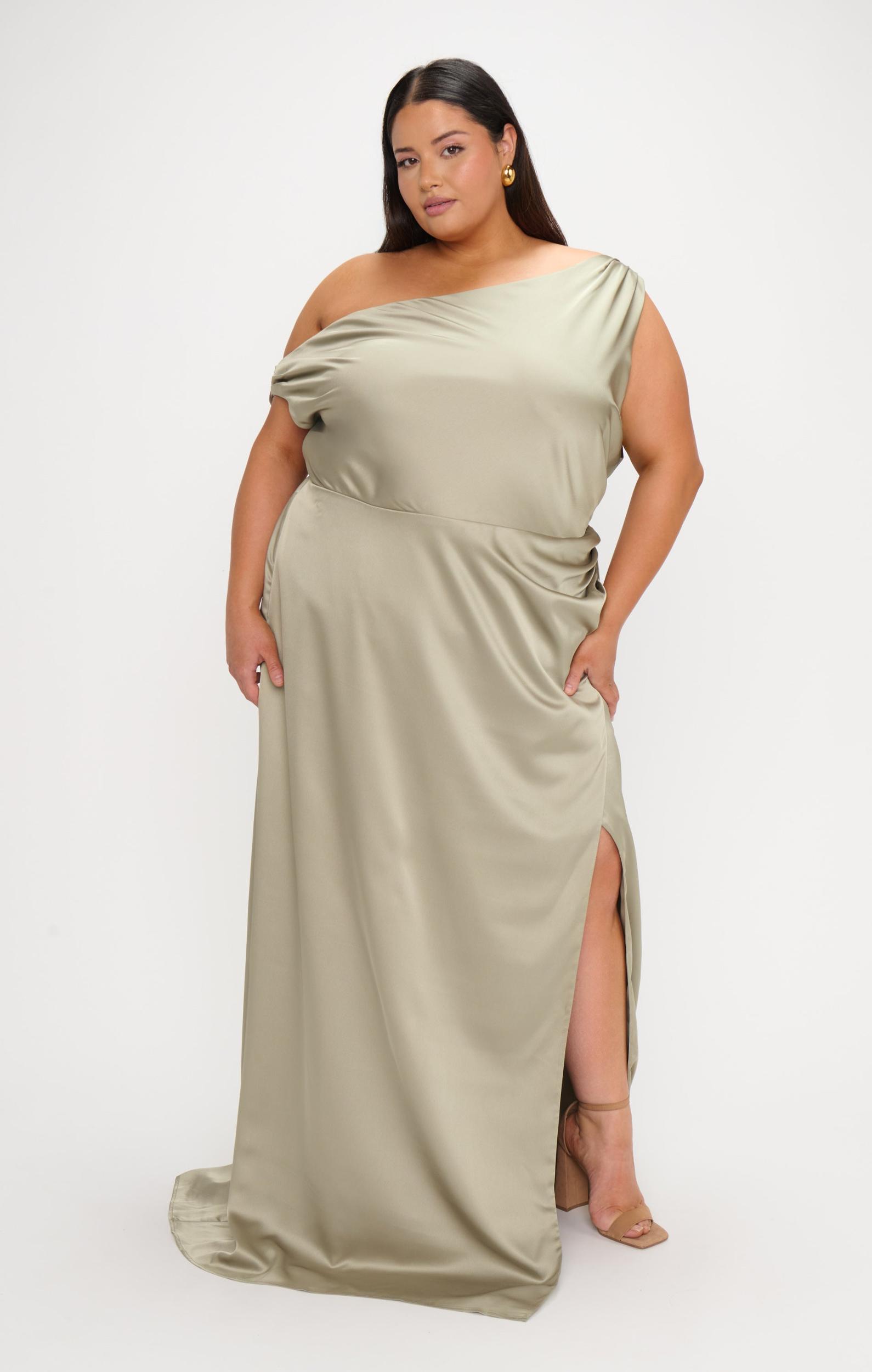 Jodie Dress ~ Moss Green Luxe Satin Product Image
