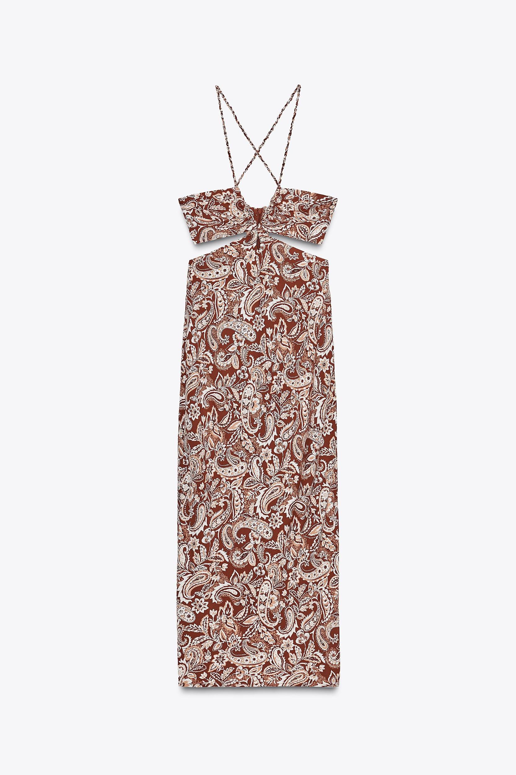 CUT OUT PRINT MIDI DRESS Product Image