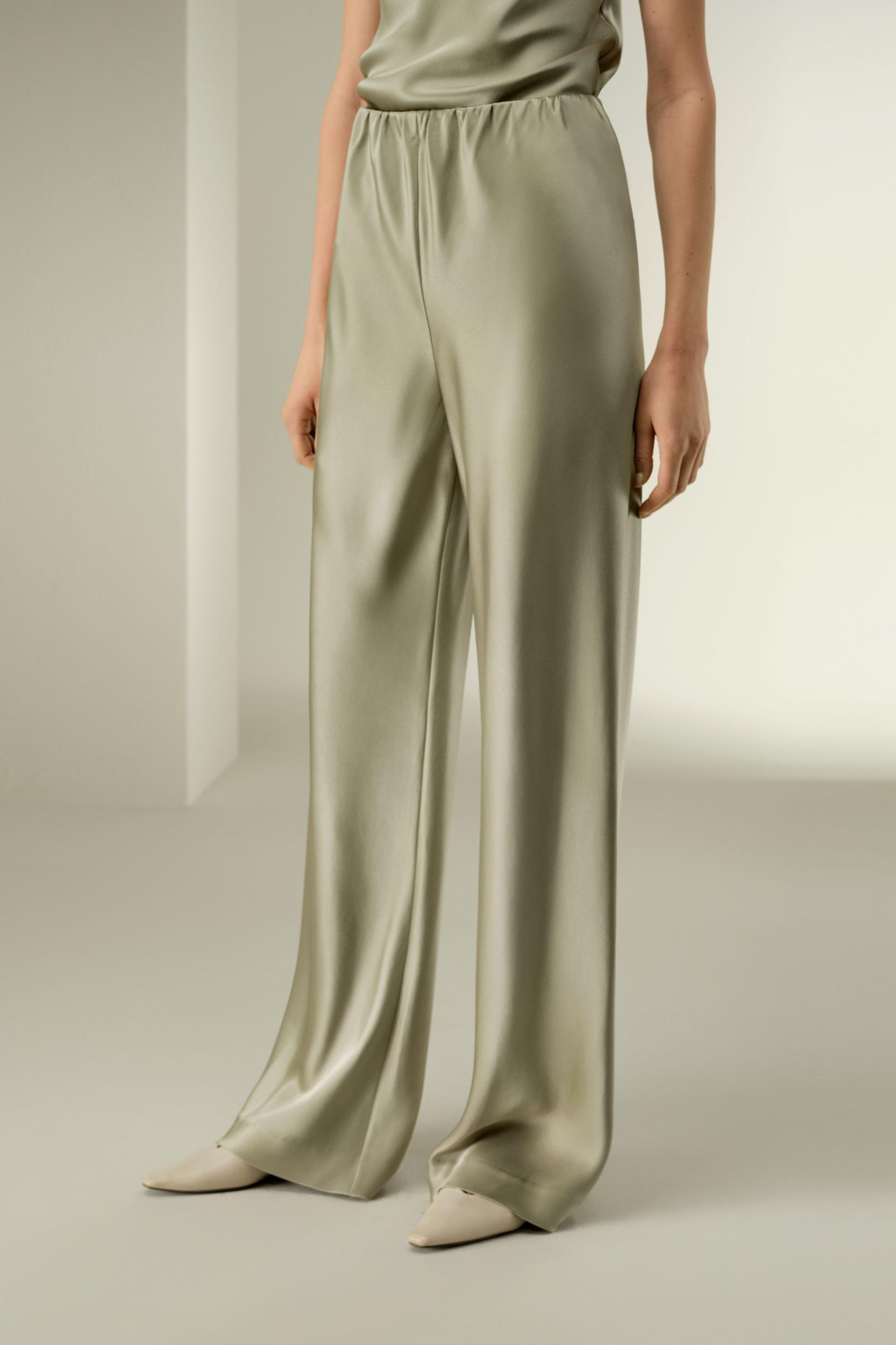 Straight-Leg Silk Satin Pants Product Image