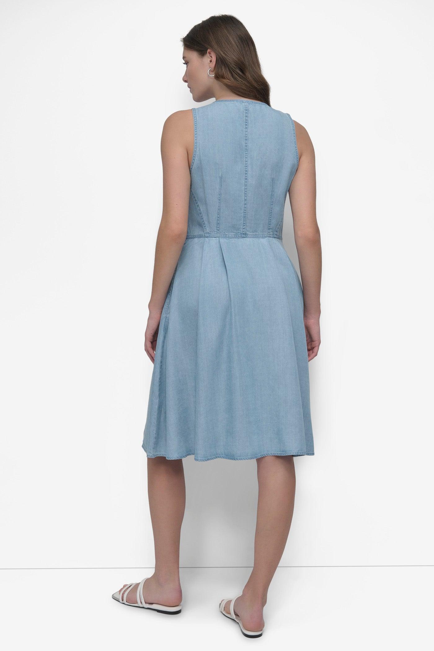 SLEEVESS ZIP FRONT TENCEL DRESS Product Image