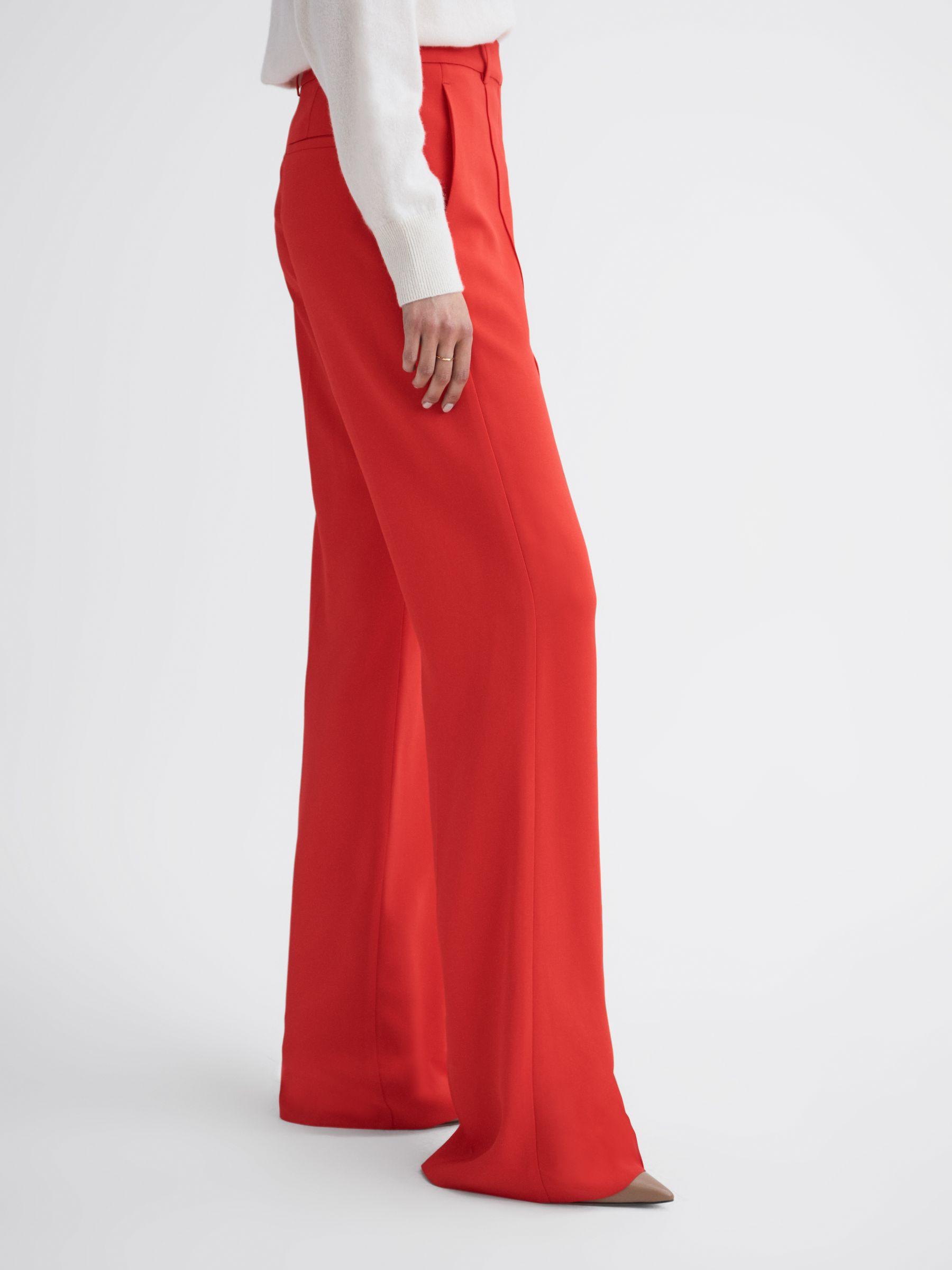 Wide Leg Mid Rise Trousers in Coral Product Image