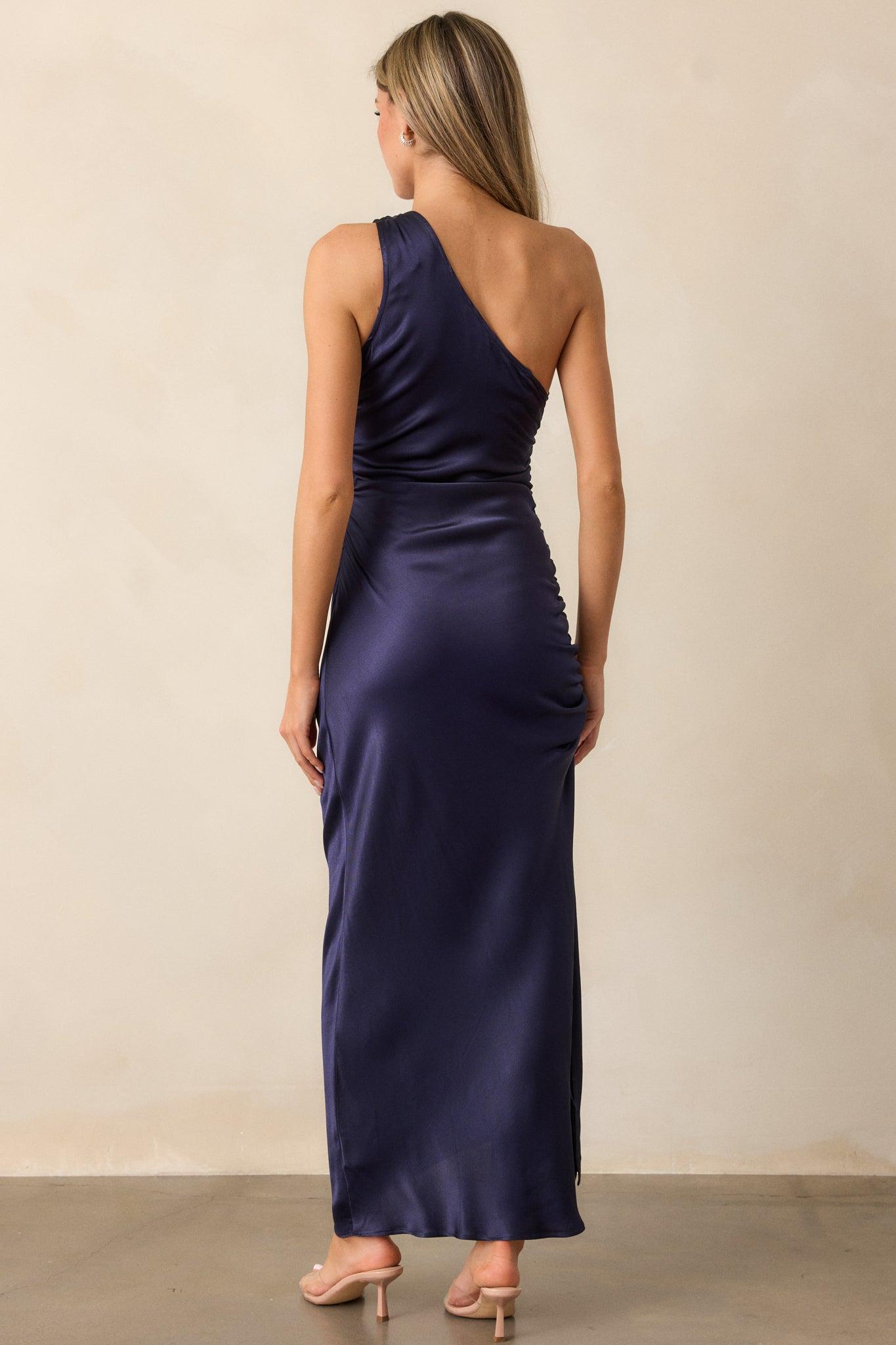 MINKPINK Lumina Midnight Blue One Shoulder Midi Dress Product Image
